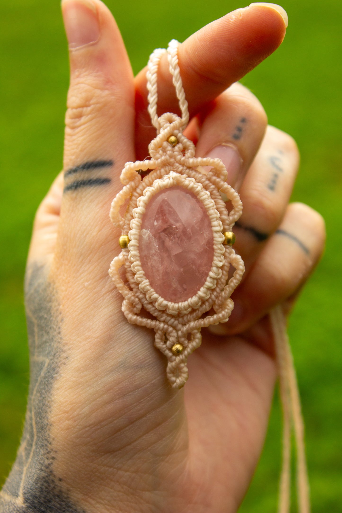 Rose Quartz • macrame necklace