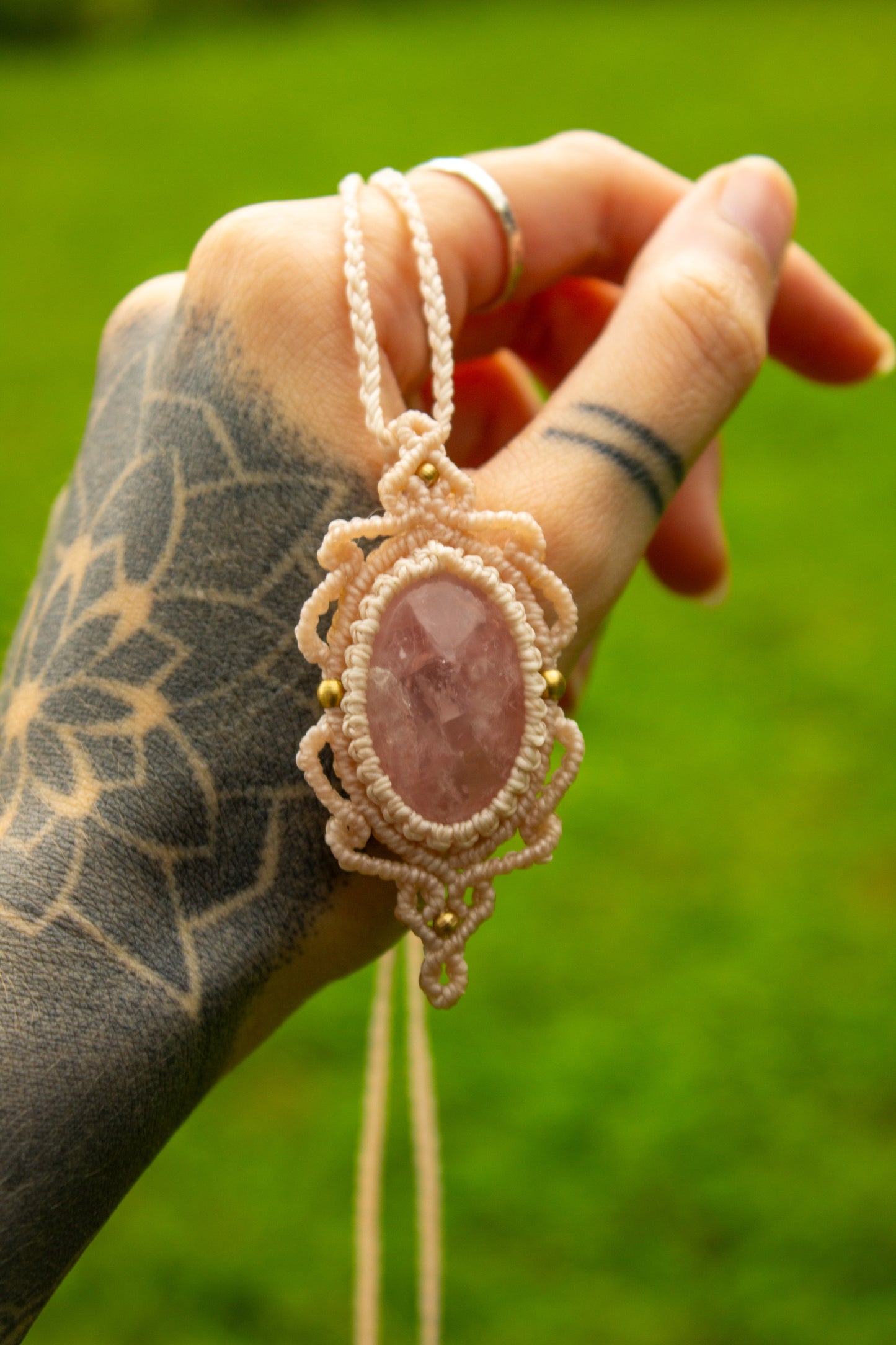 Rose Quartz • macrame necklace