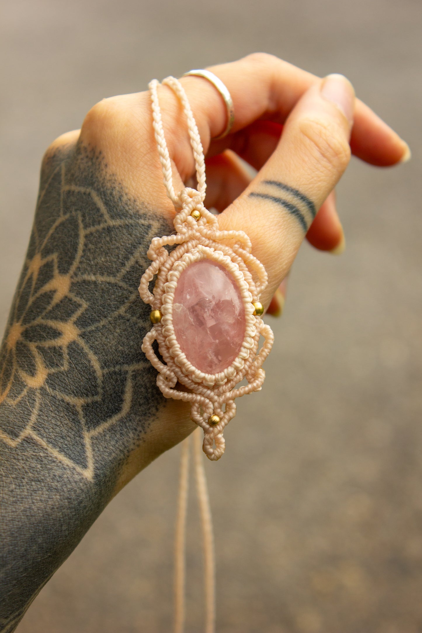 Rose Quartz • macrame necklace