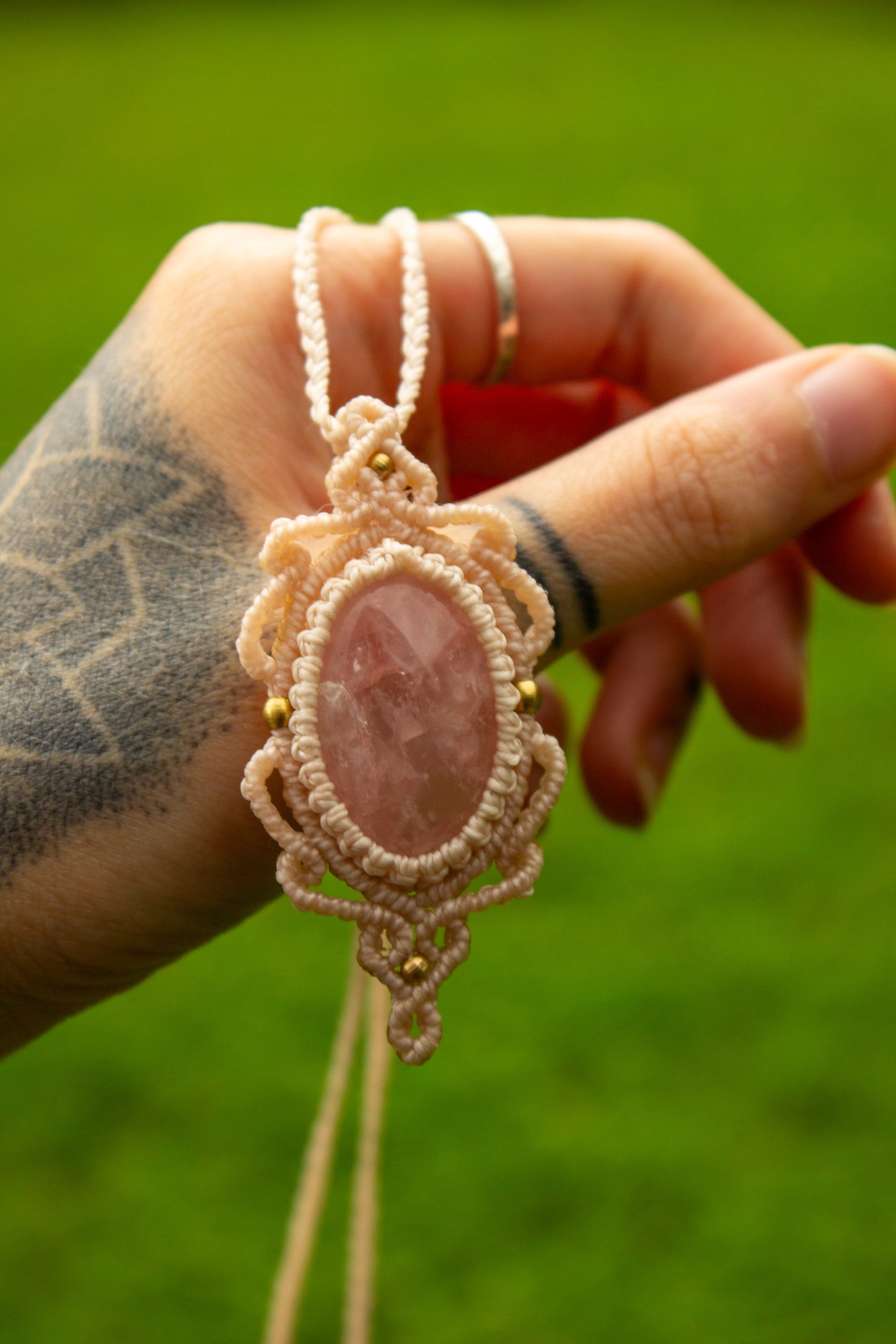 Rose Quartz • macrame necklace