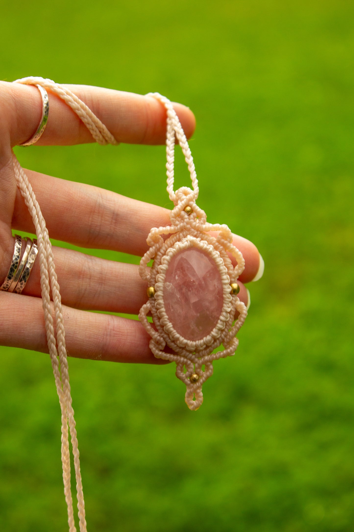 Rose Quartz • macrame necklace