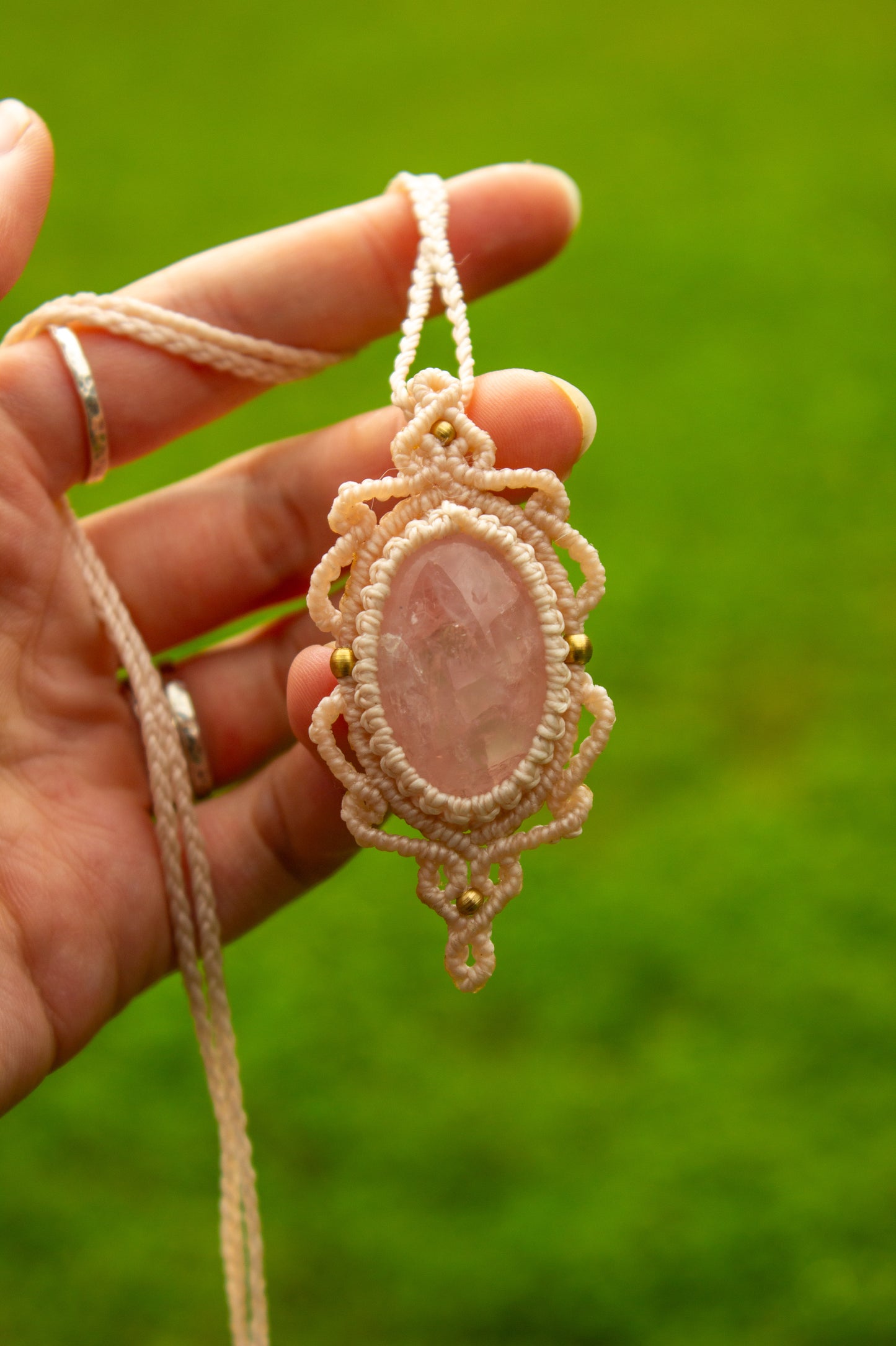 Rose Quartz • macrame necklace