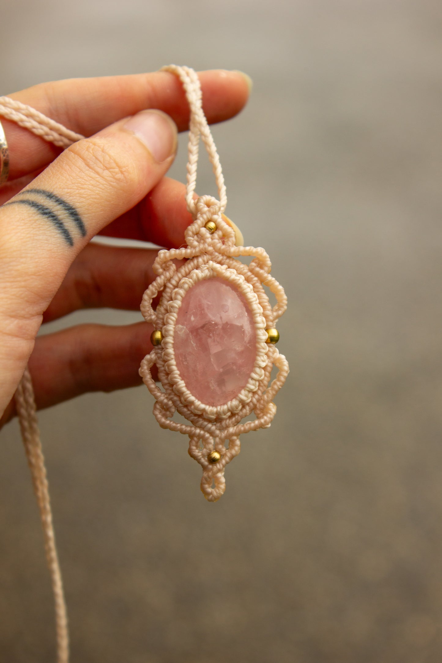 Rose Quartz • macrame necklace