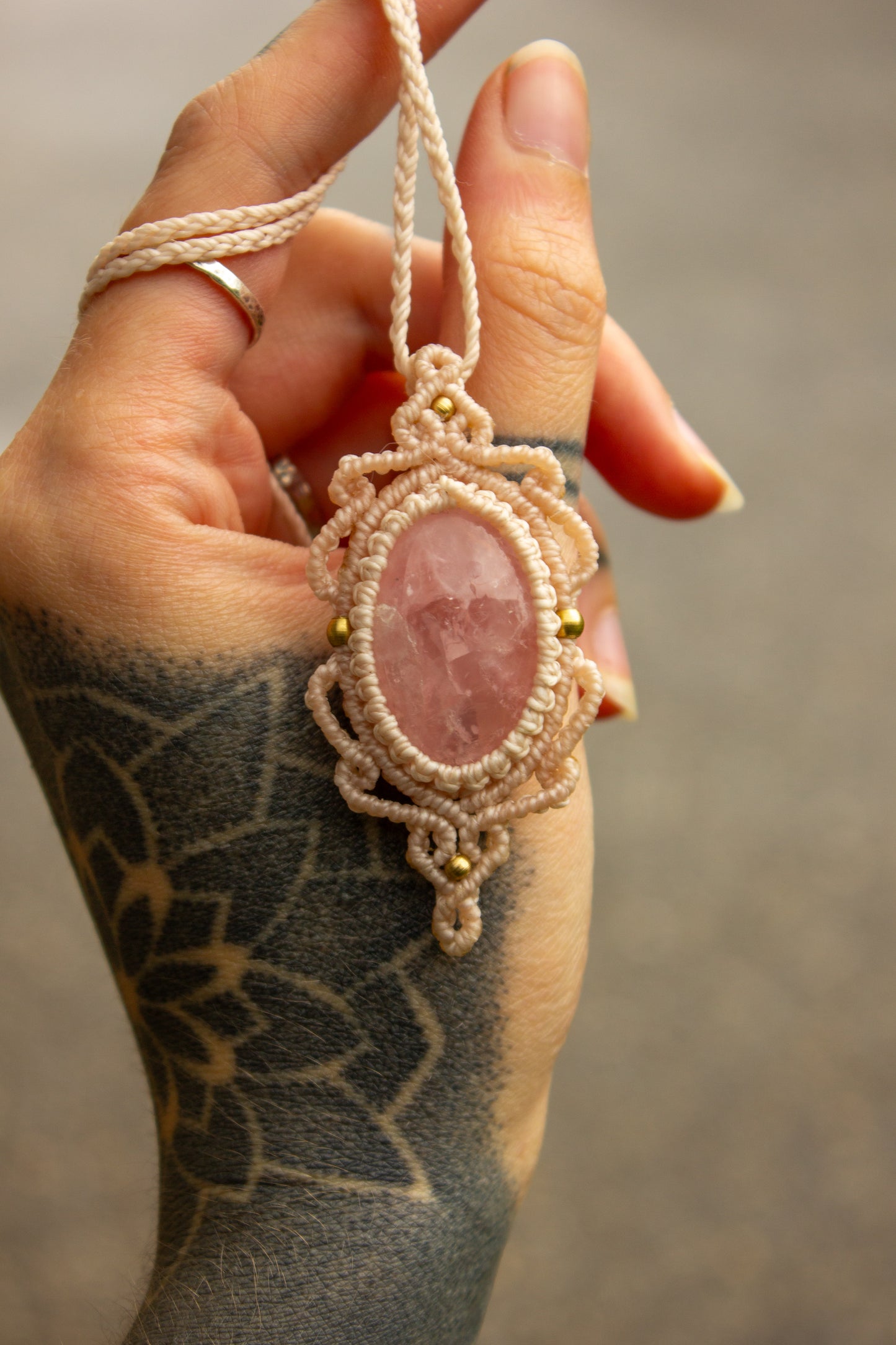 Rose Quartz • macrame necklace