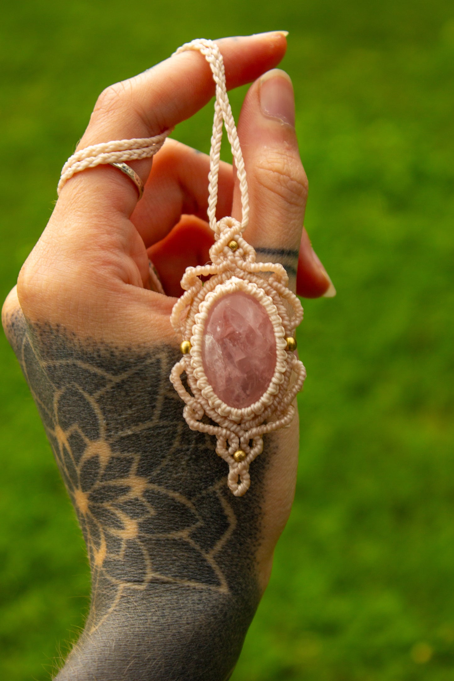 Rose Quartz • macrame necklace