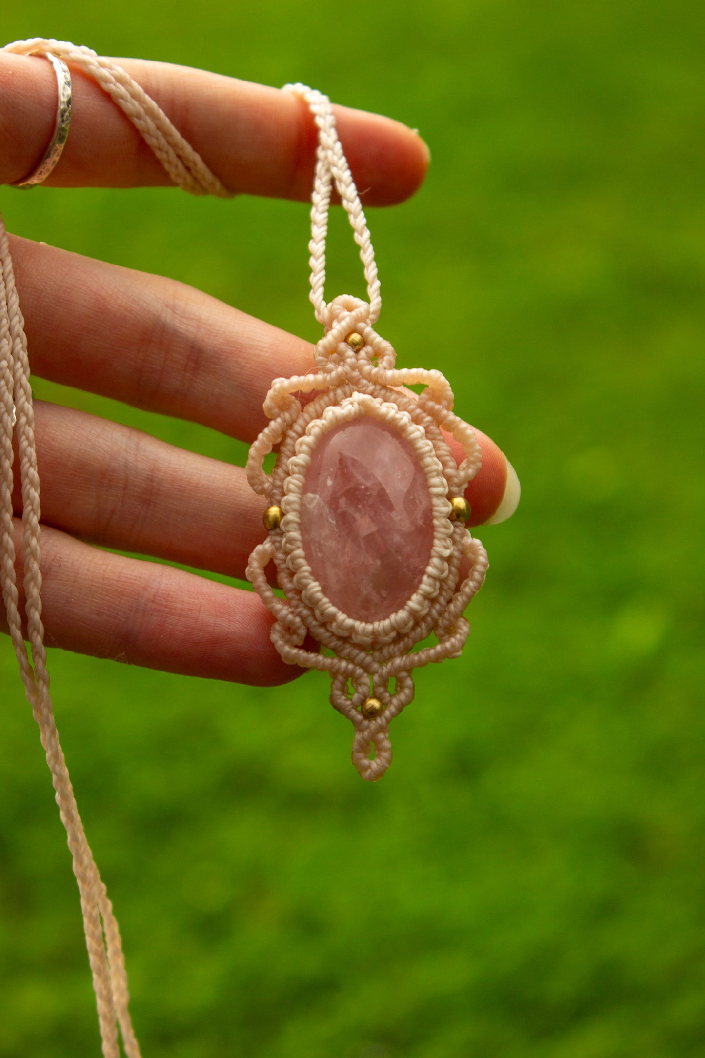 Rose Quartz • macrame necklace