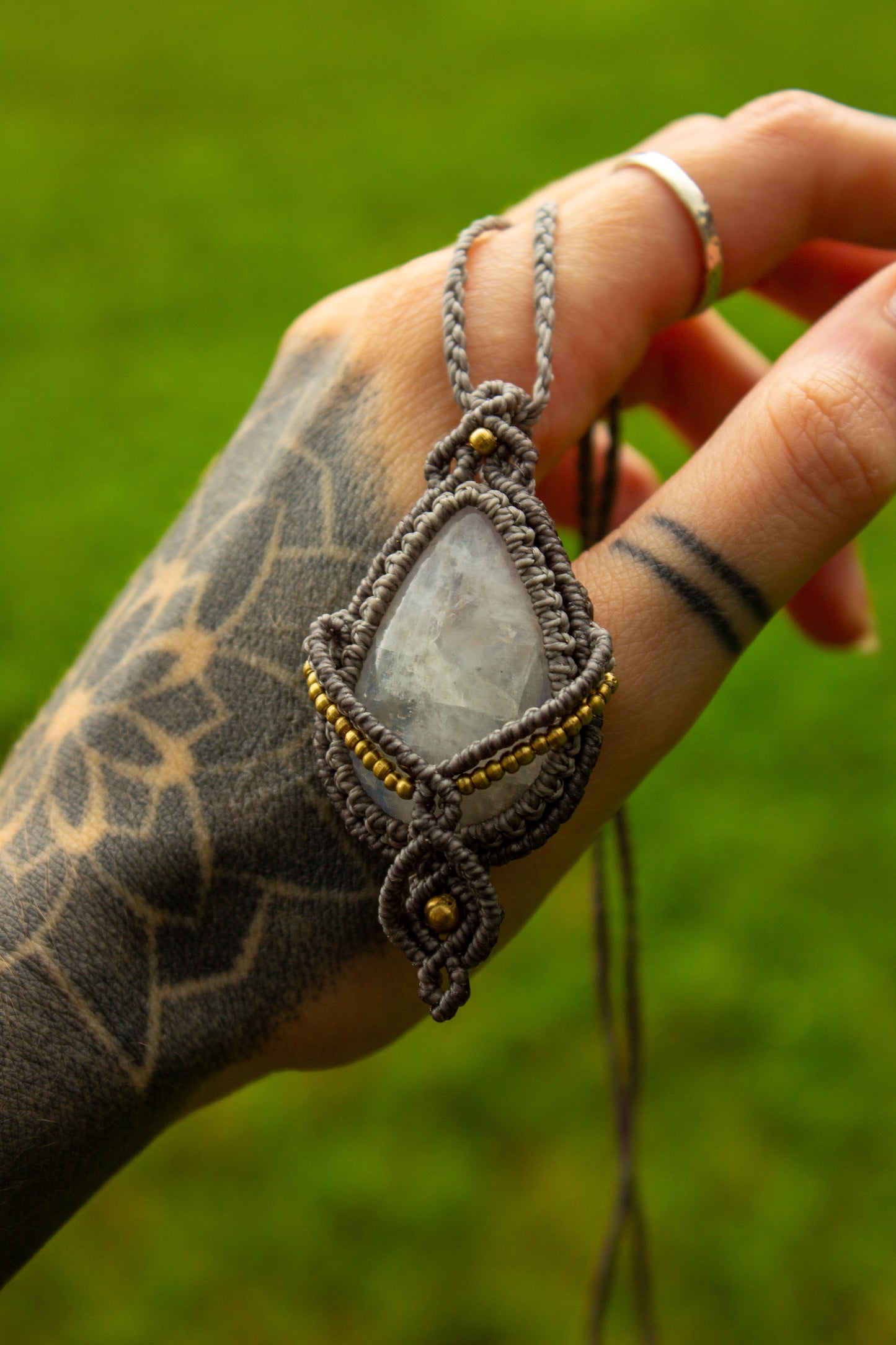 Rainbow Moonstone • macrame necklace