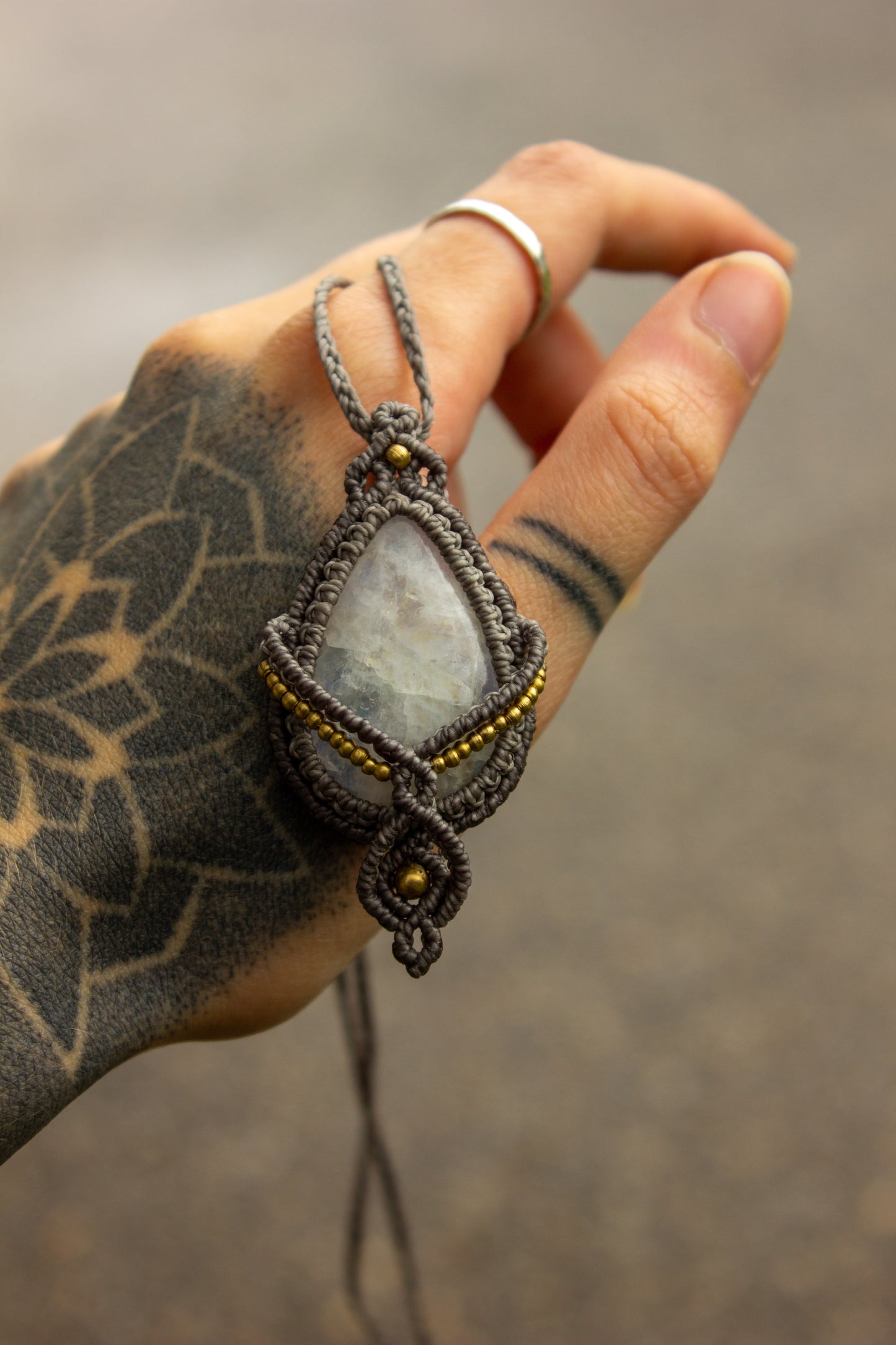 Rainbow Moonstone • macrame necklace