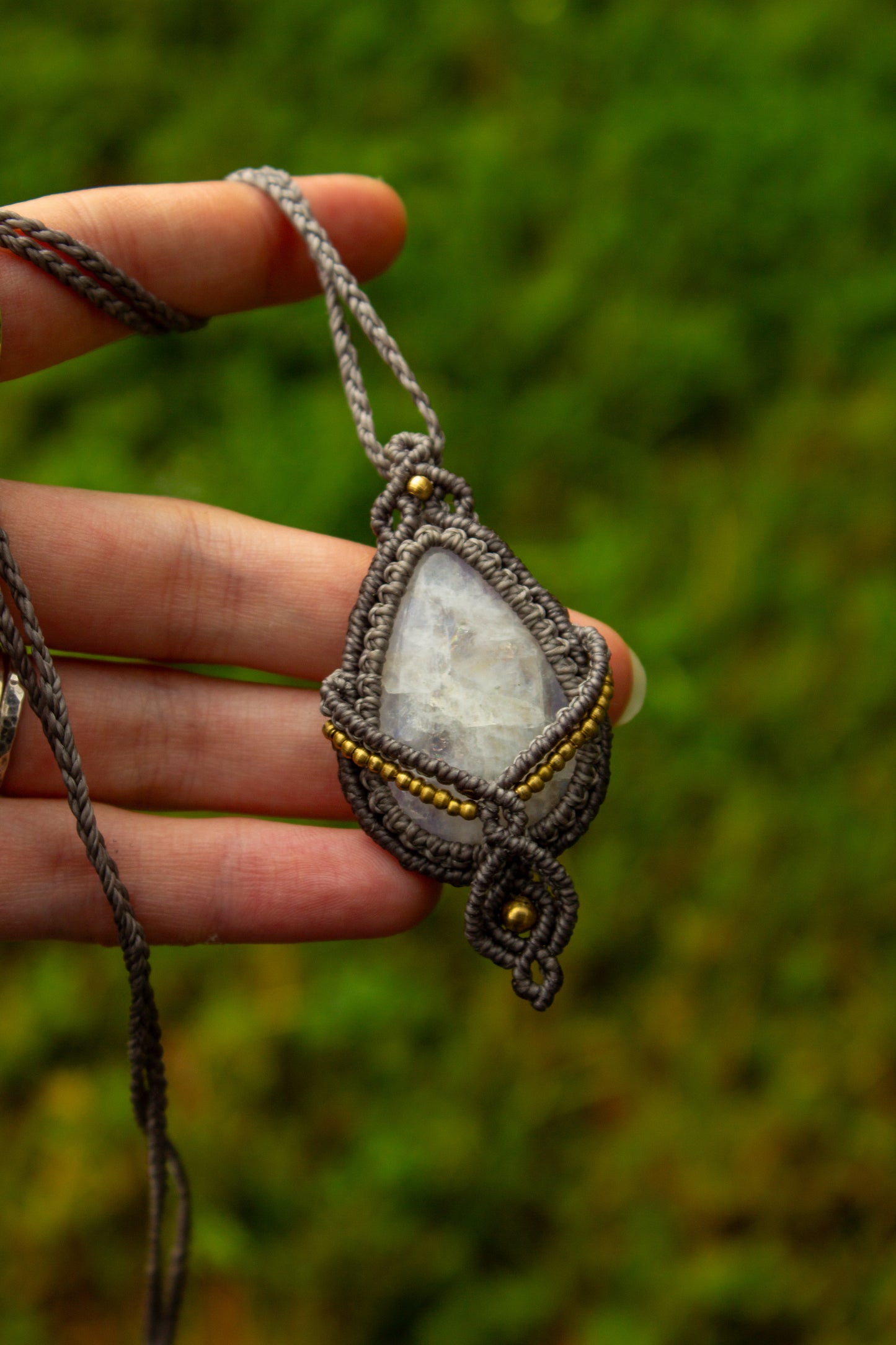 Rainbow Moonstone • macrame necklace