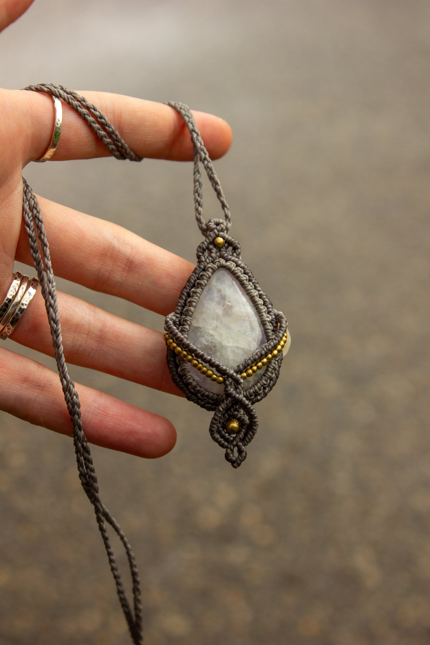 Rainbow Moonstone • macrame necklace