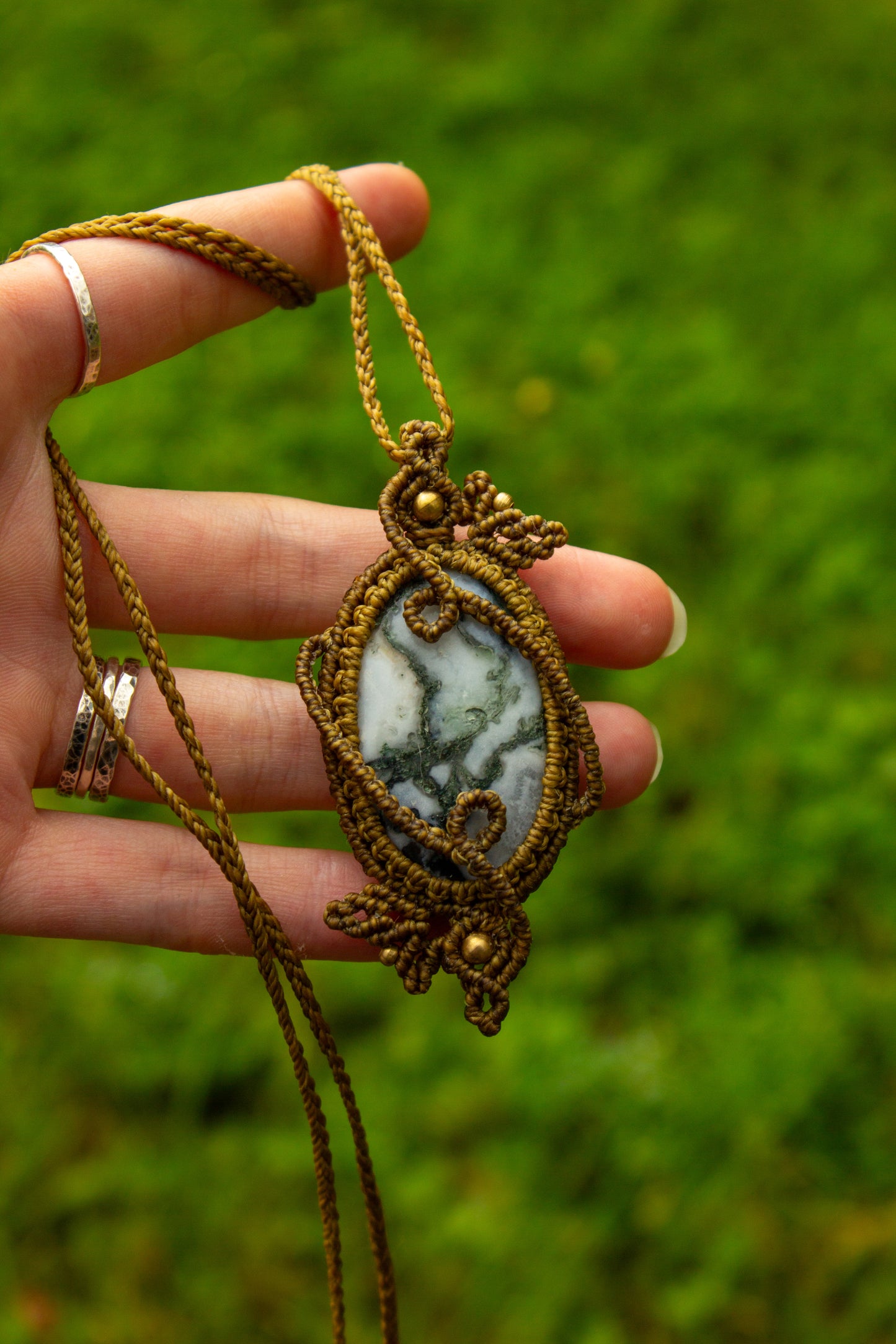 Moss Agate • macrame necklace