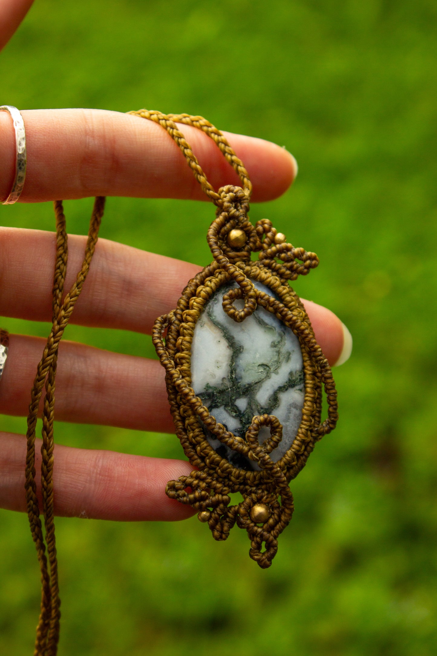 Moss Agate • macrame necklace