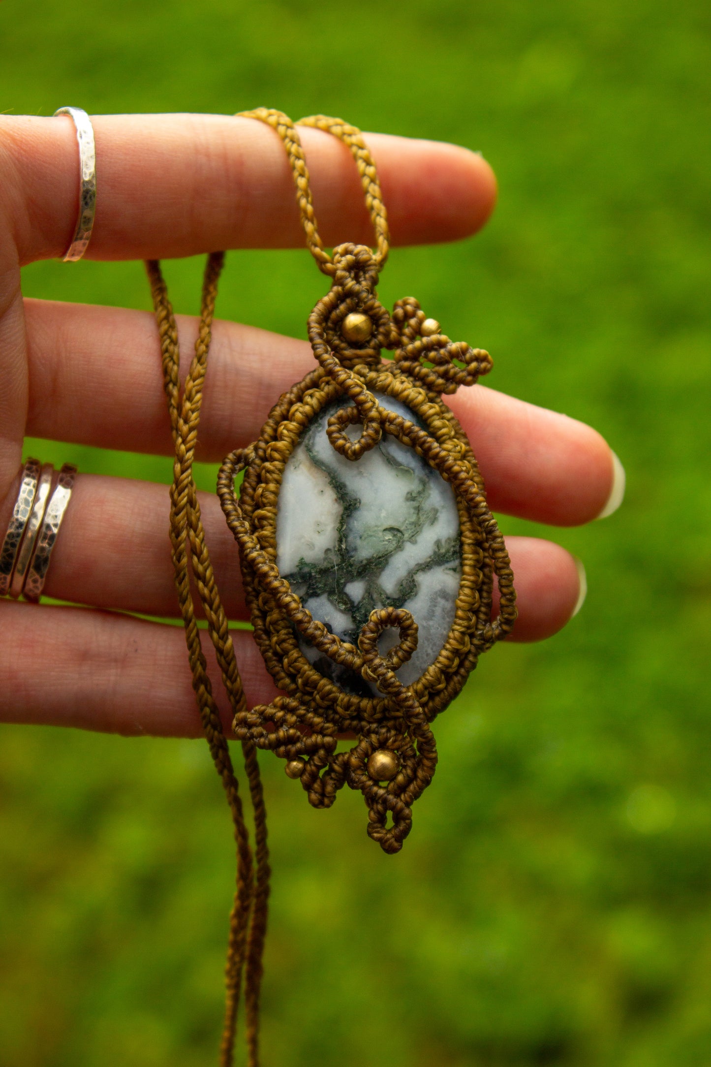 Moss Agate • macrame necklace