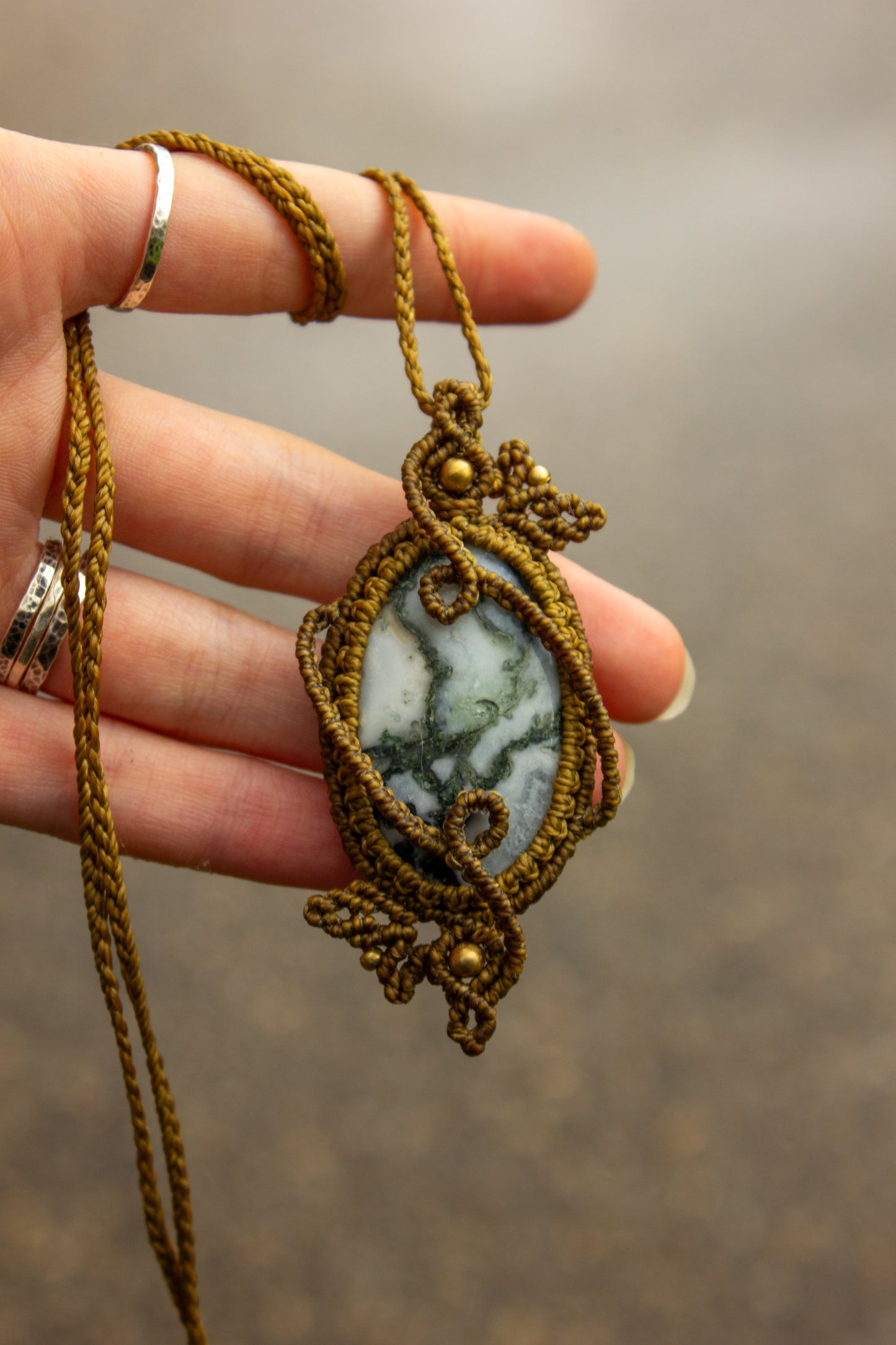 Moss Agate • macrame necklace