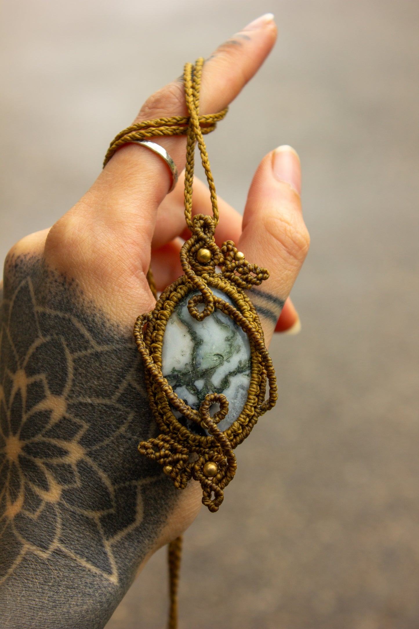 Moss Agate • macrame necklace