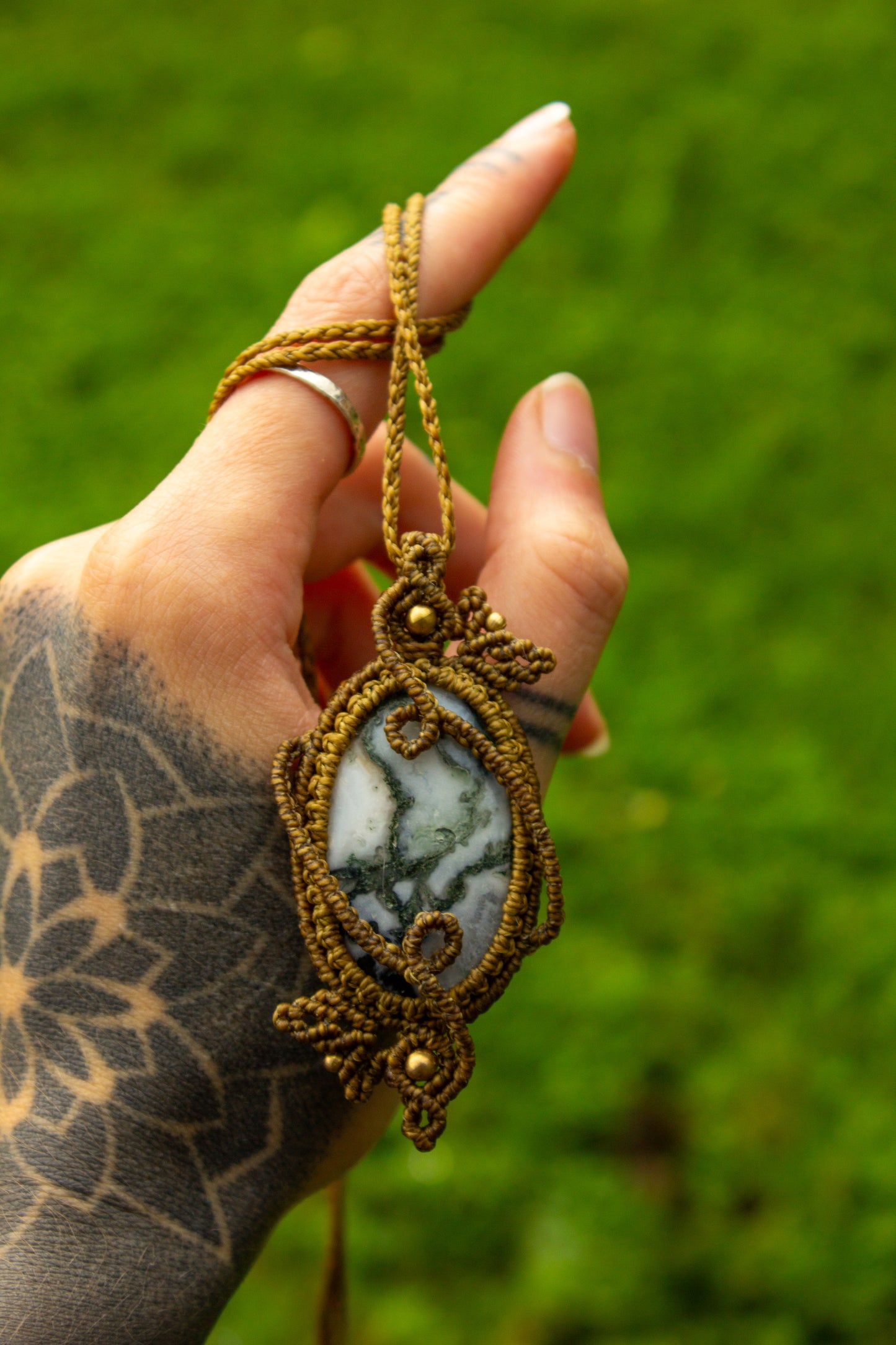 Moss Agate • macrame necklace