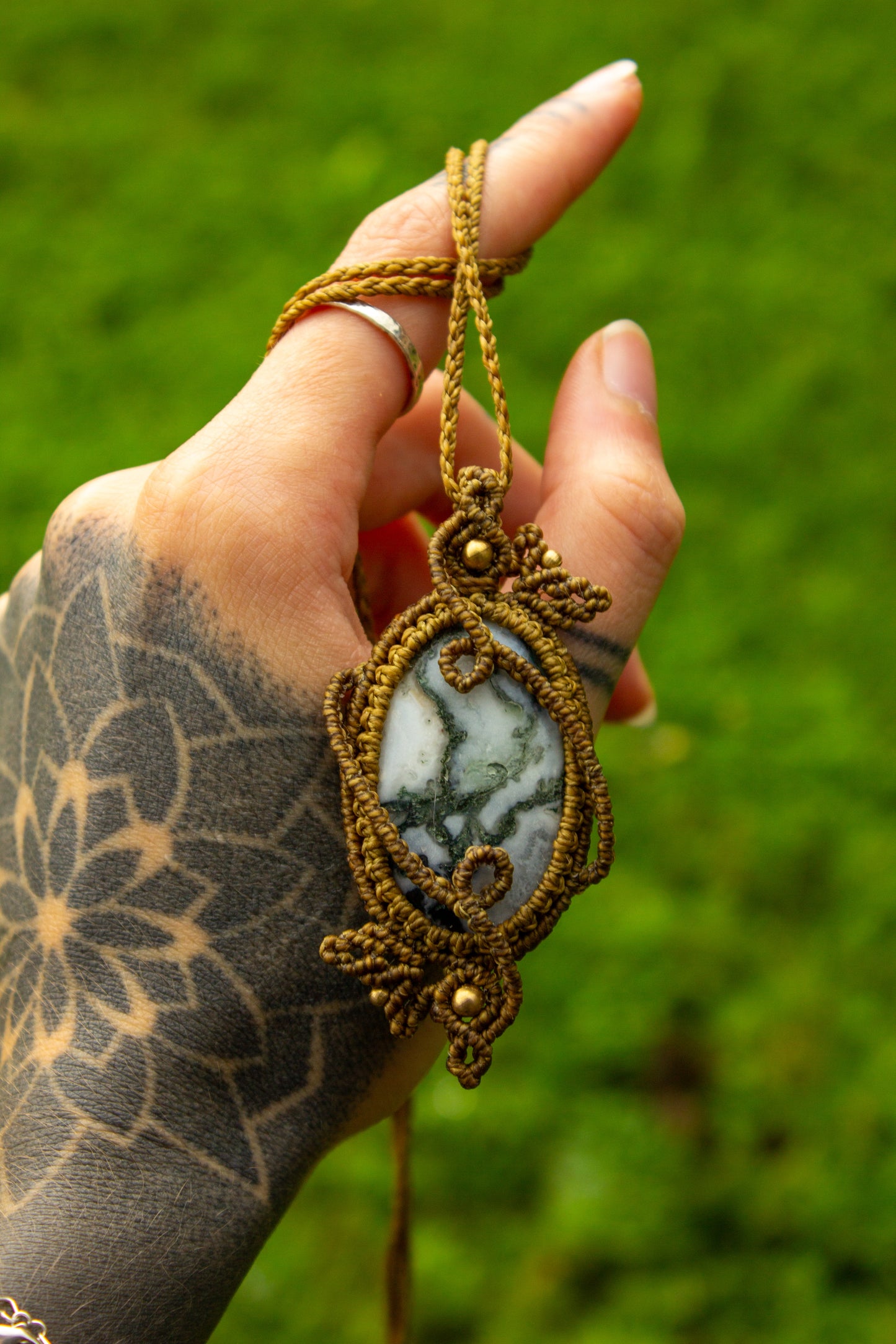 Moss Agate • macrame necklace