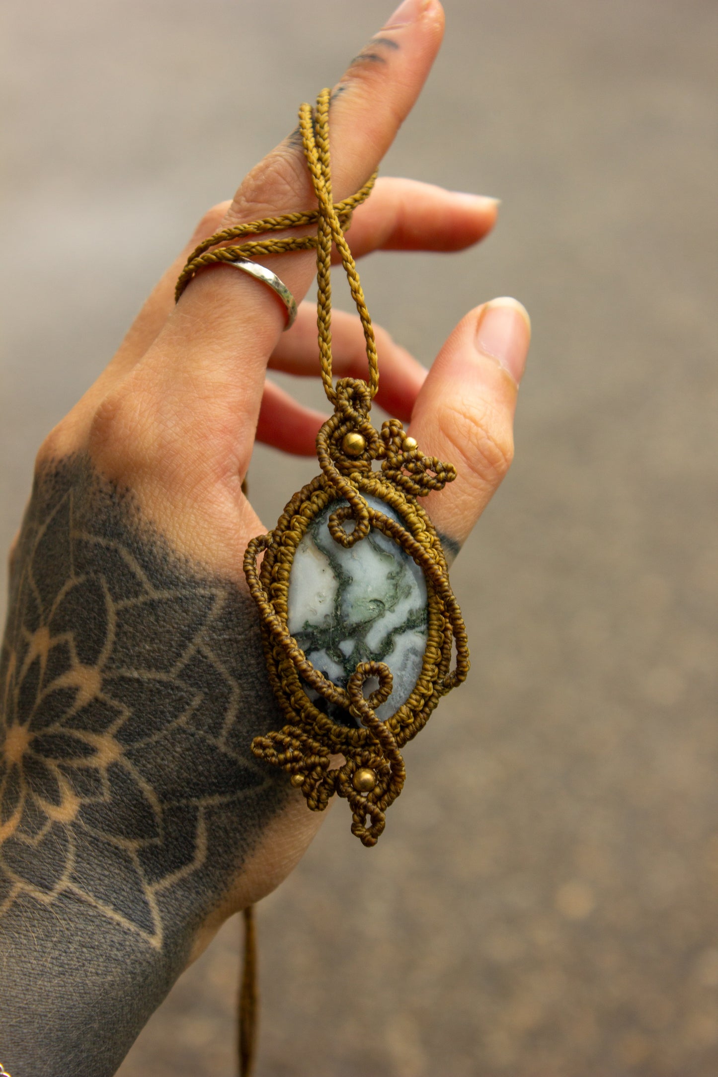 Moss Agate • macrame necklace