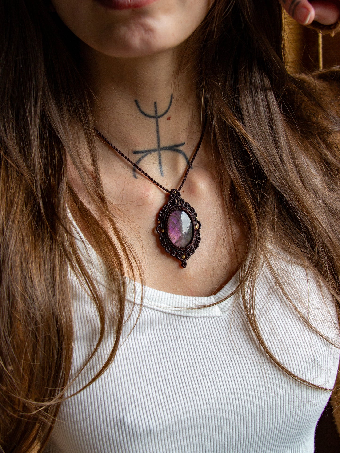 Labradorite macrame necklace