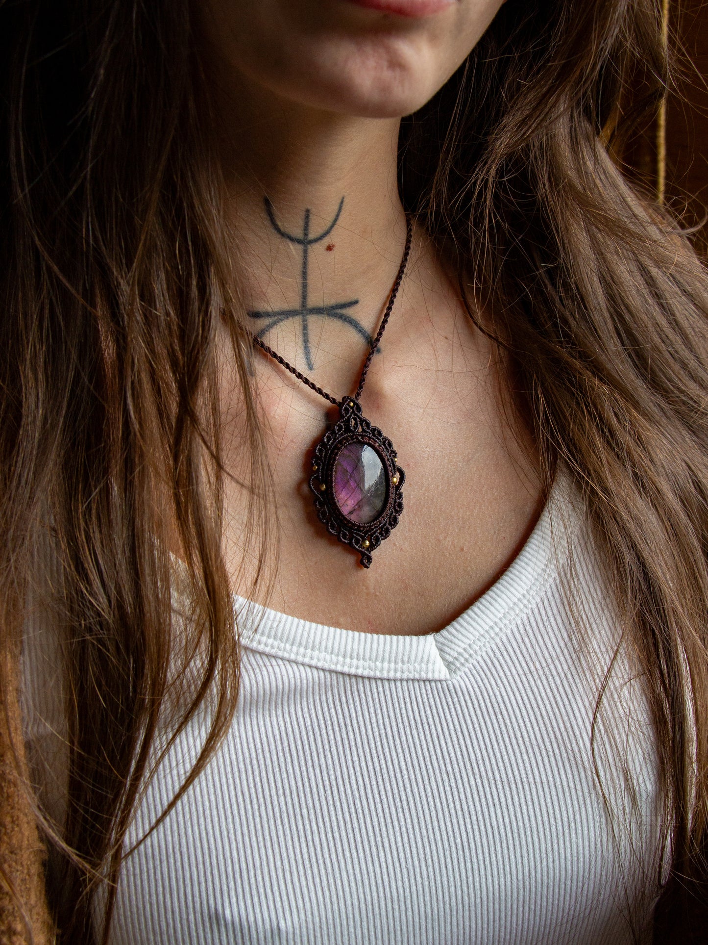 Labradorite macrame necklace