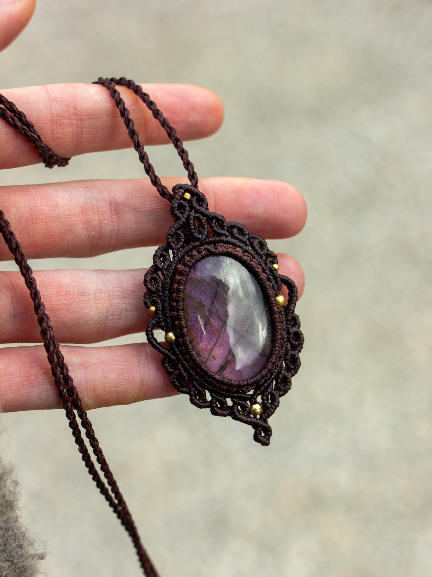 Labradorite macrame necklace