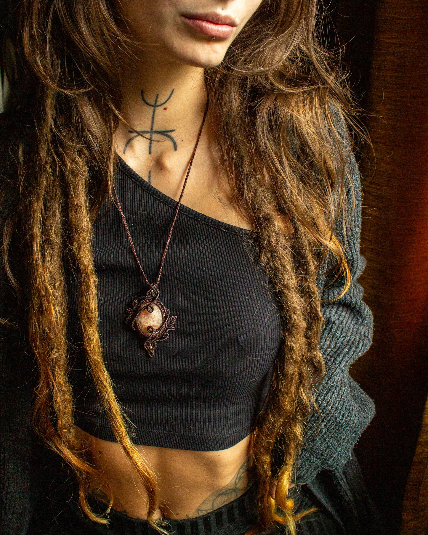 Sunstone • macrame necklace