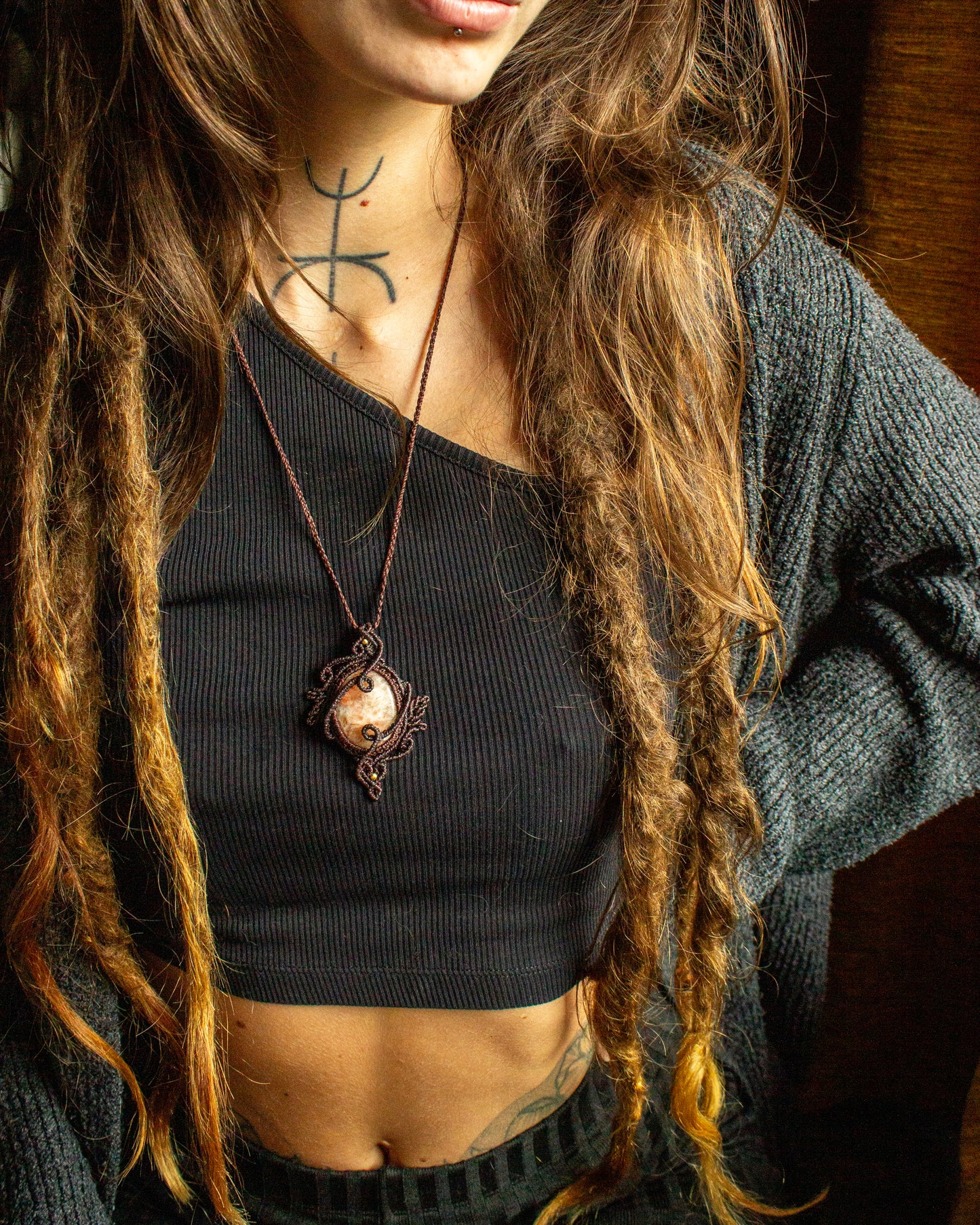Sunstone • macrame necklace