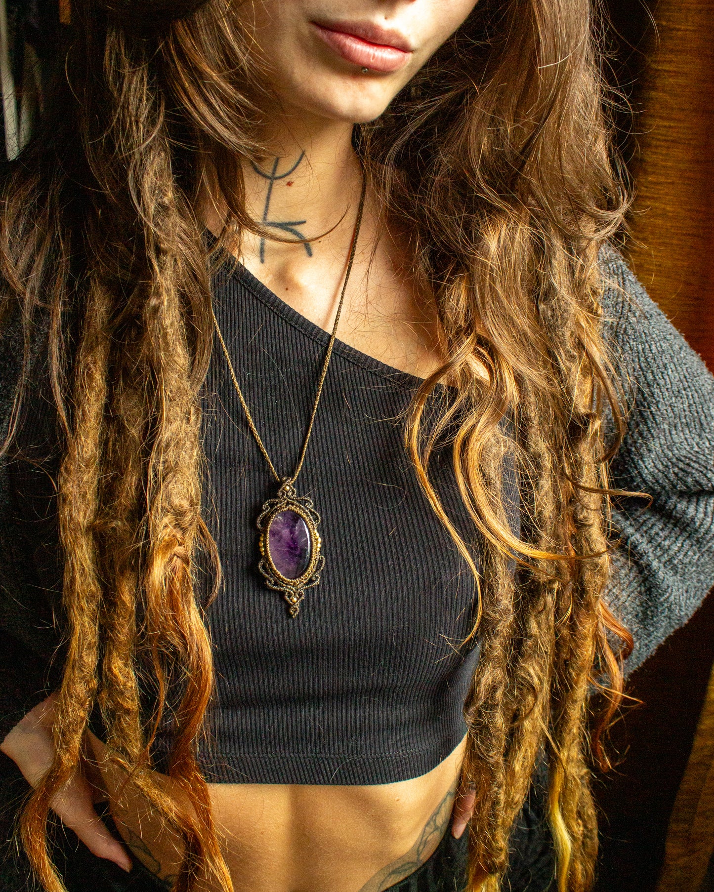 Amethyst • macrame necklace