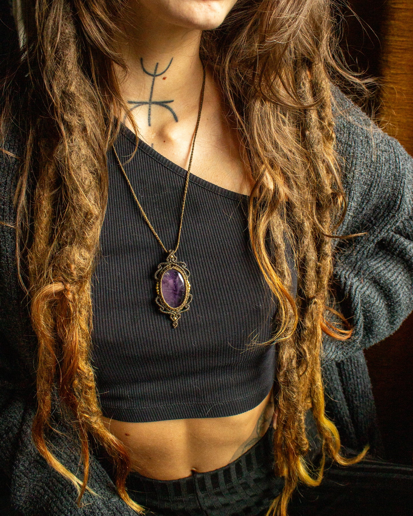 Amethyst • macrame necklace