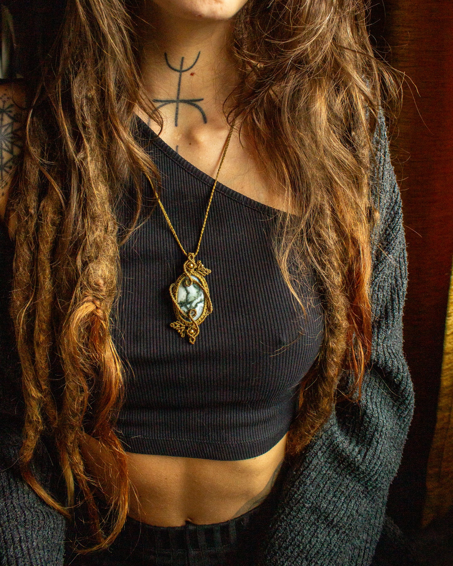 Moss Agate • macrame necklace
