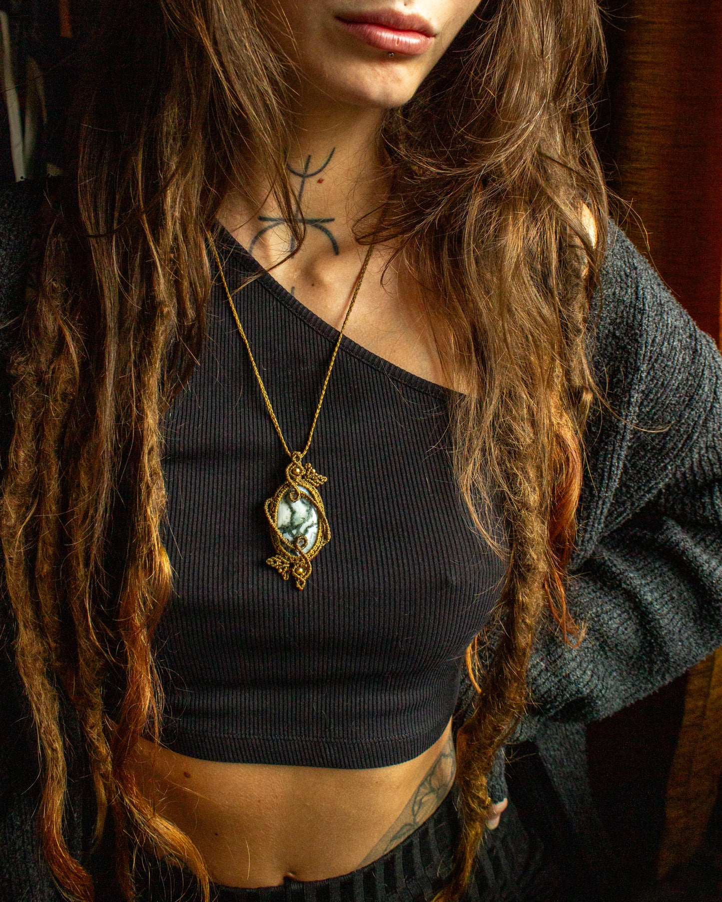 Moss Agate • macrame necklace