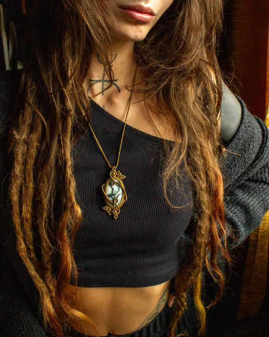 Moss Agate • macrame necklace