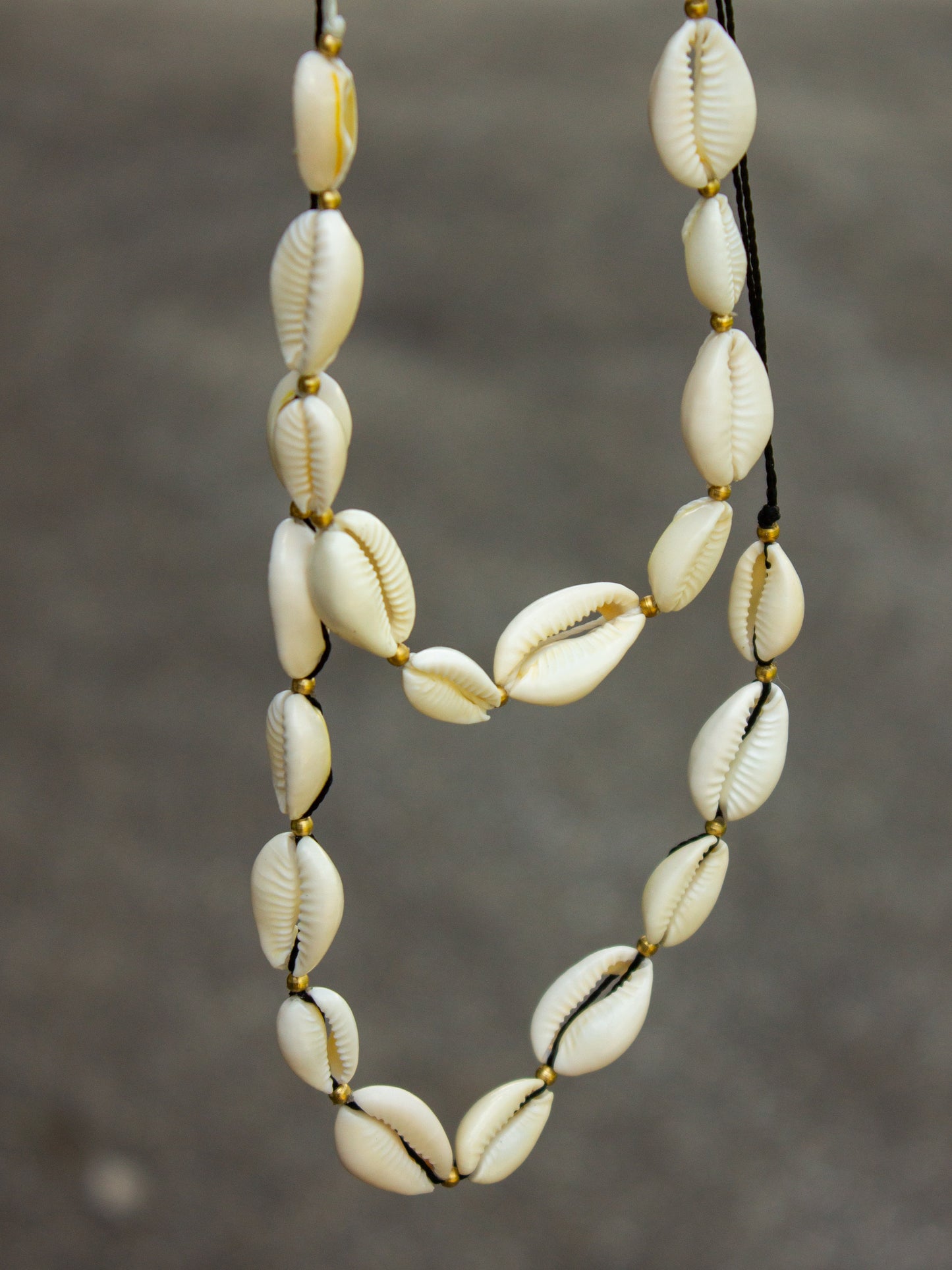cowrie shell & brass necklace