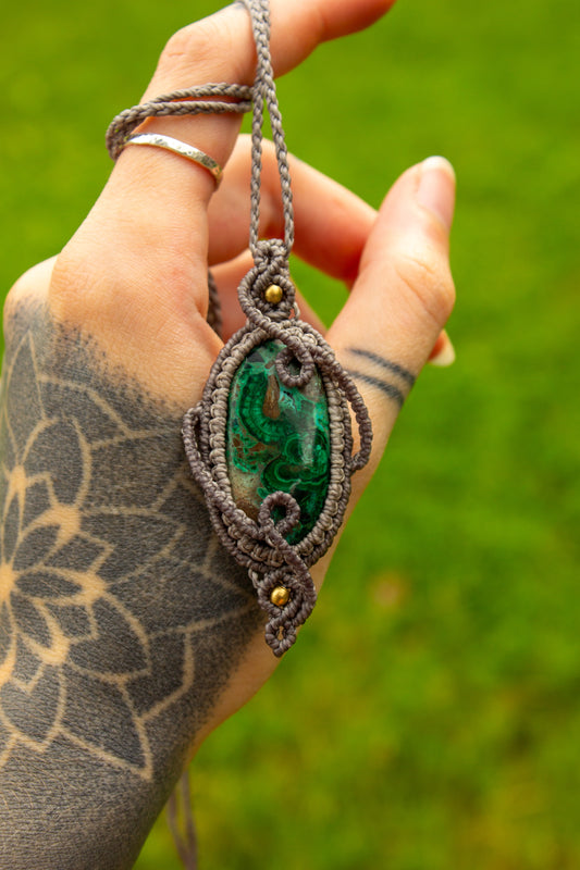 Chrysocolla Malachite • macrame necklace