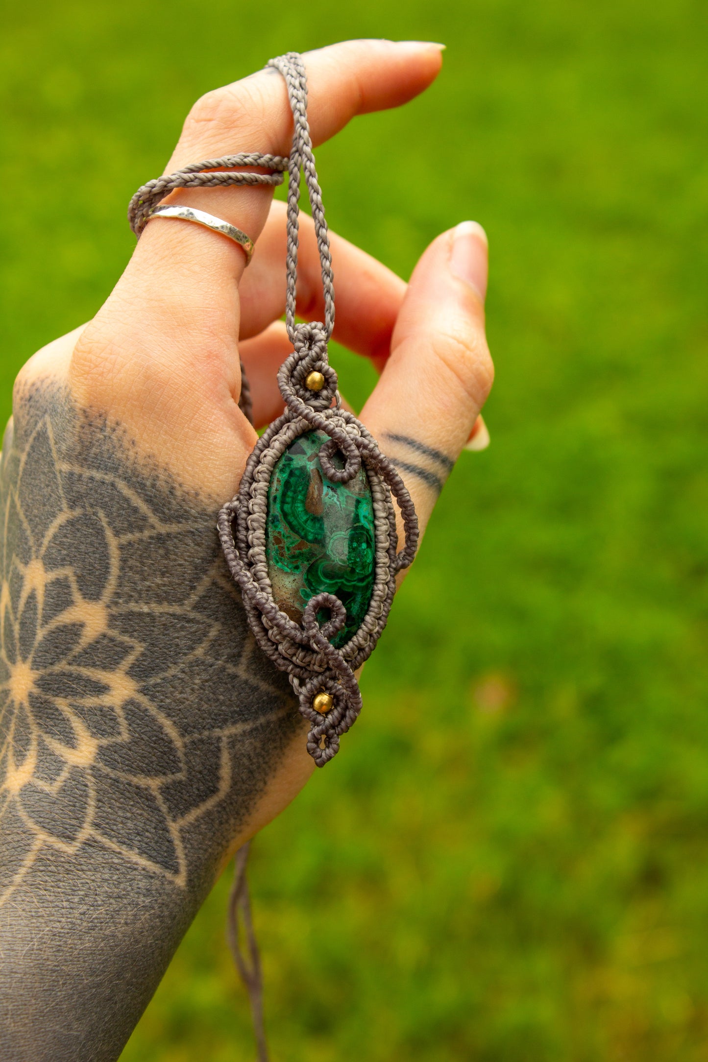 Chrysocolla Malachite • macrame necklace