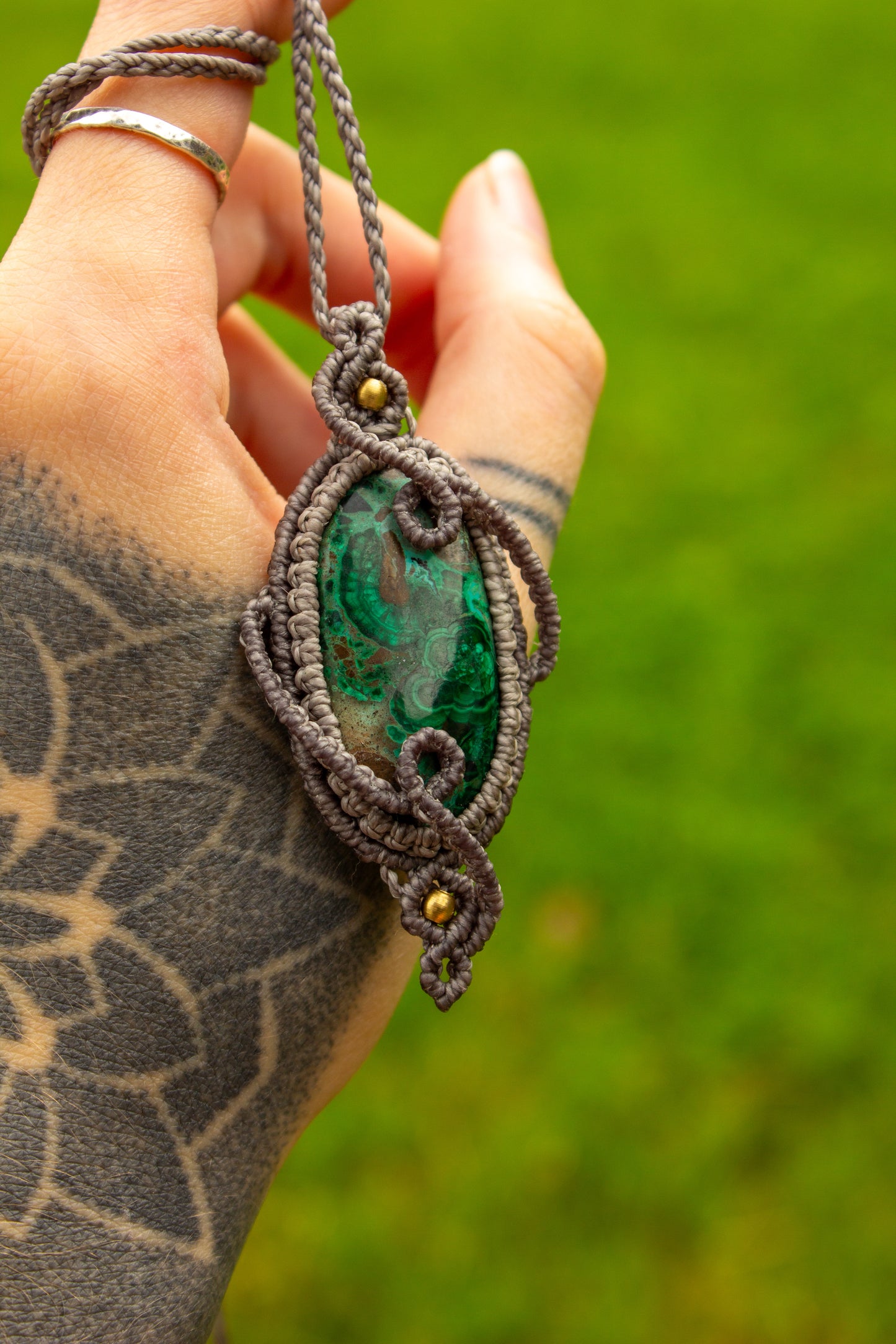 Chrysocolla Malachite • macrame necklace