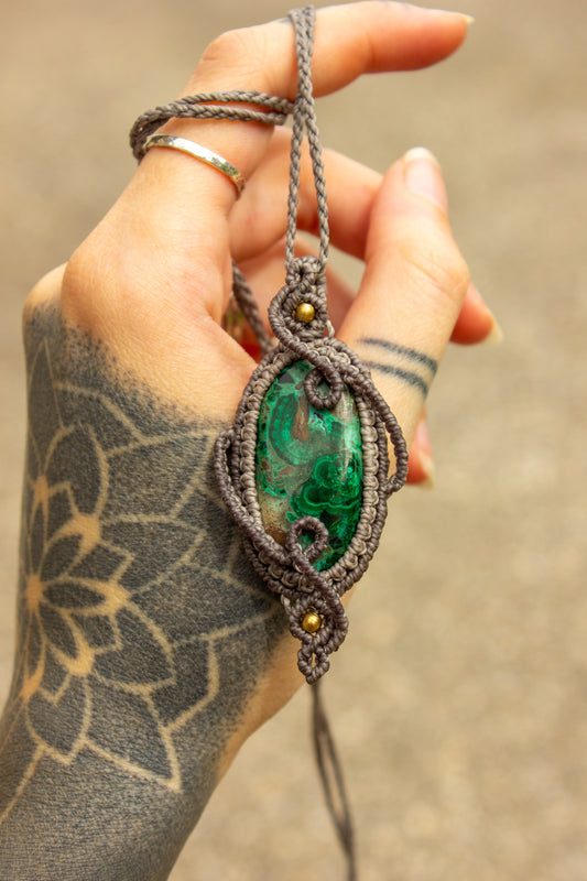 Chrysocolla Malachite • macrame necklace