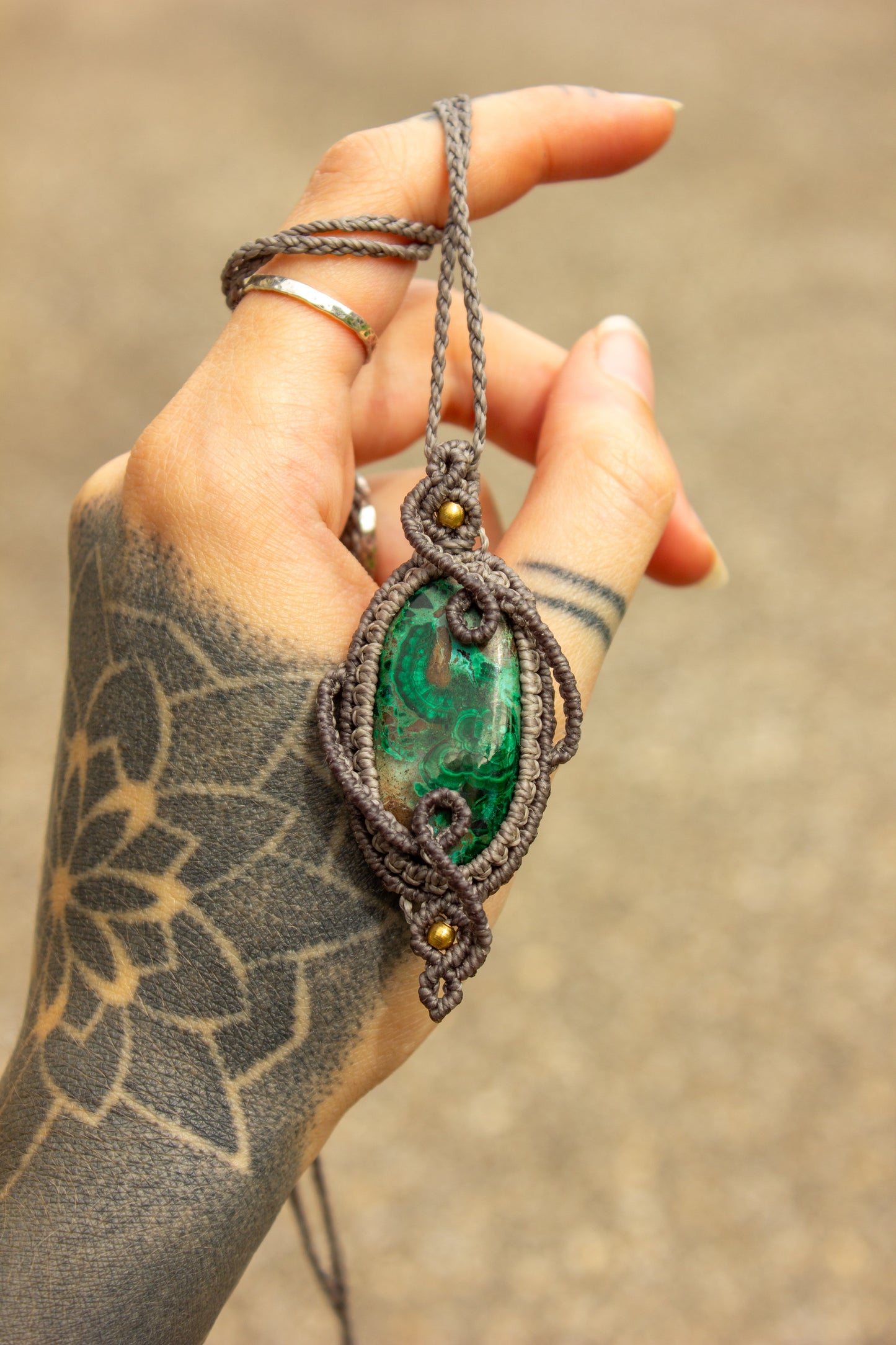 Chrysocolla Malachite • macrame necklace