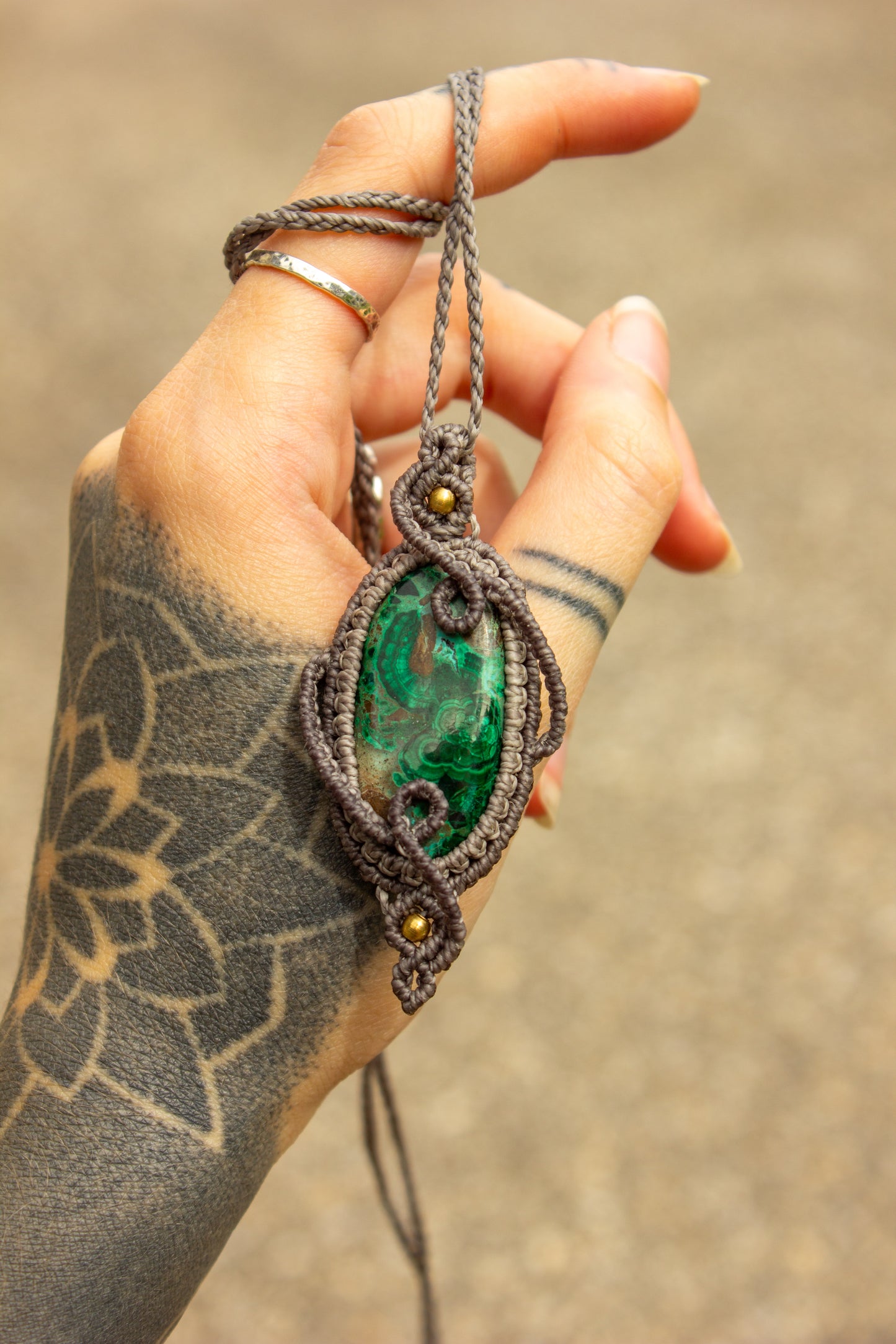 Chrysocolla Malachite • macrame necklace