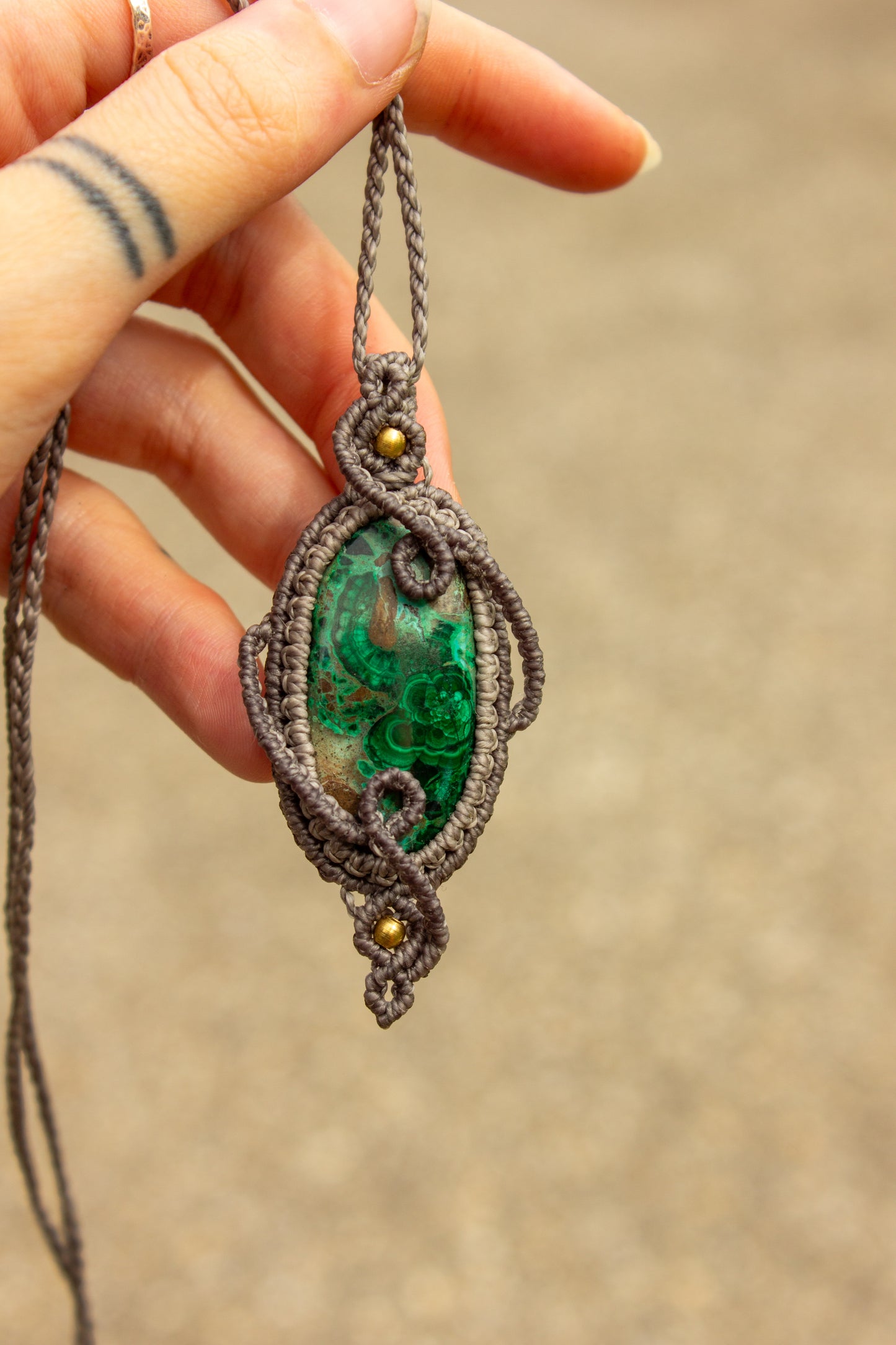 Chrysocolla Malachite • macrame necklace