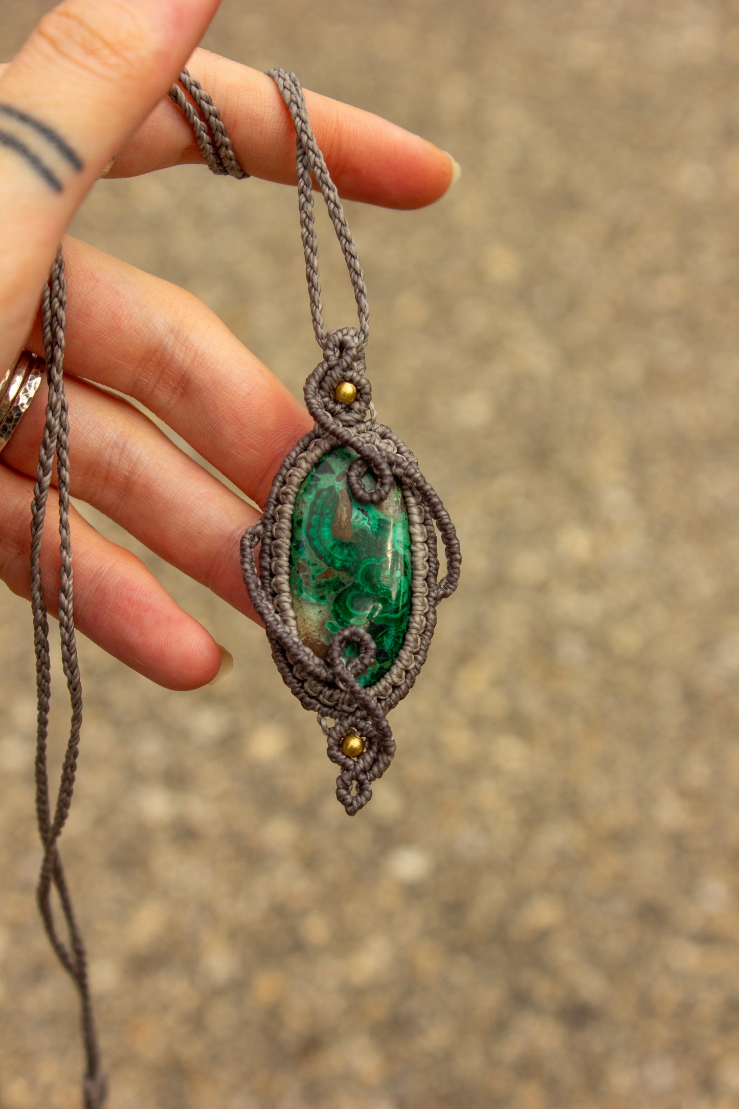 Chrysocolla Malachite • macrame necklace