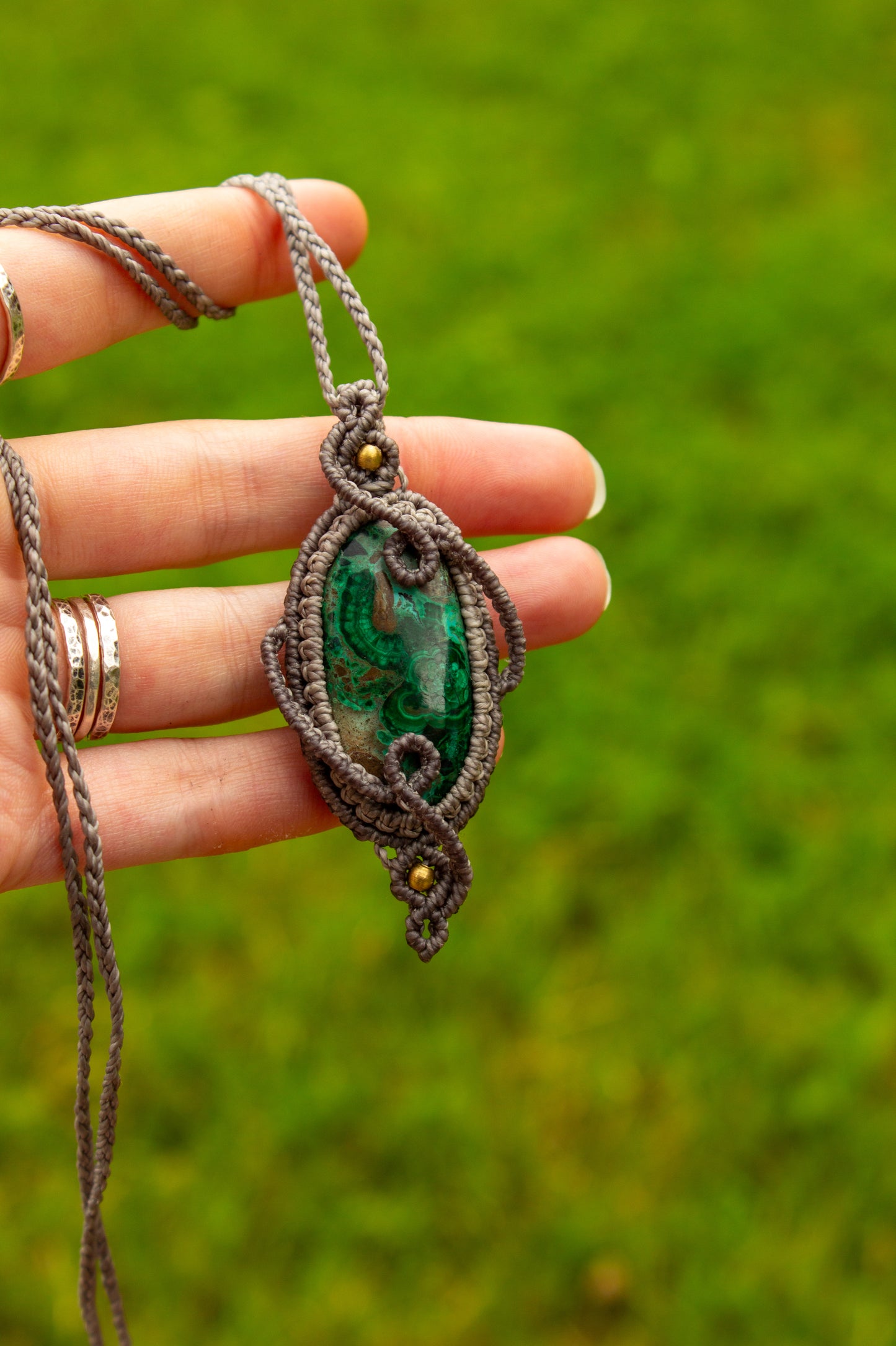 Chrysocolla Malachite • macrame necklace