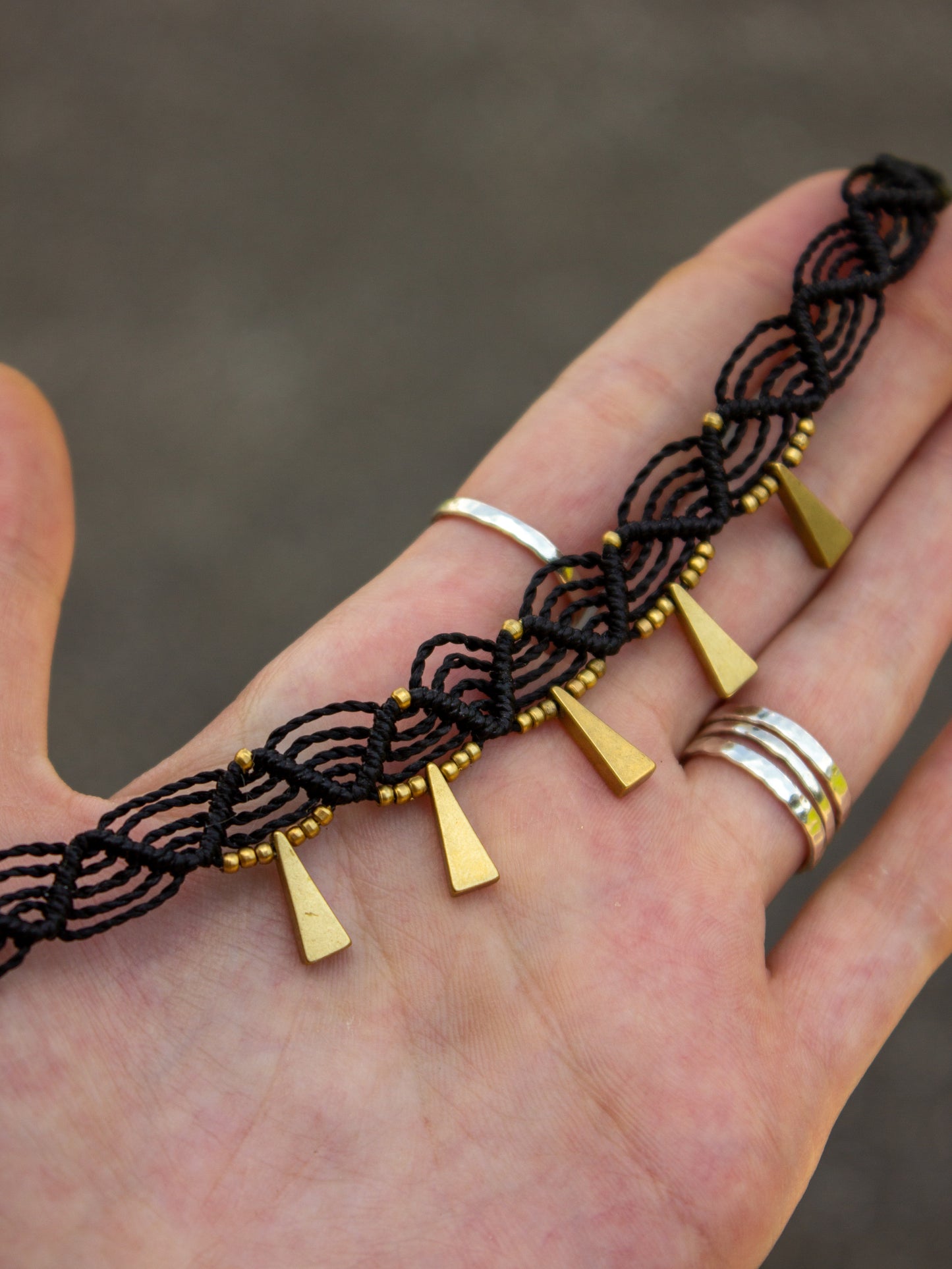 triangle macrame choker necklace