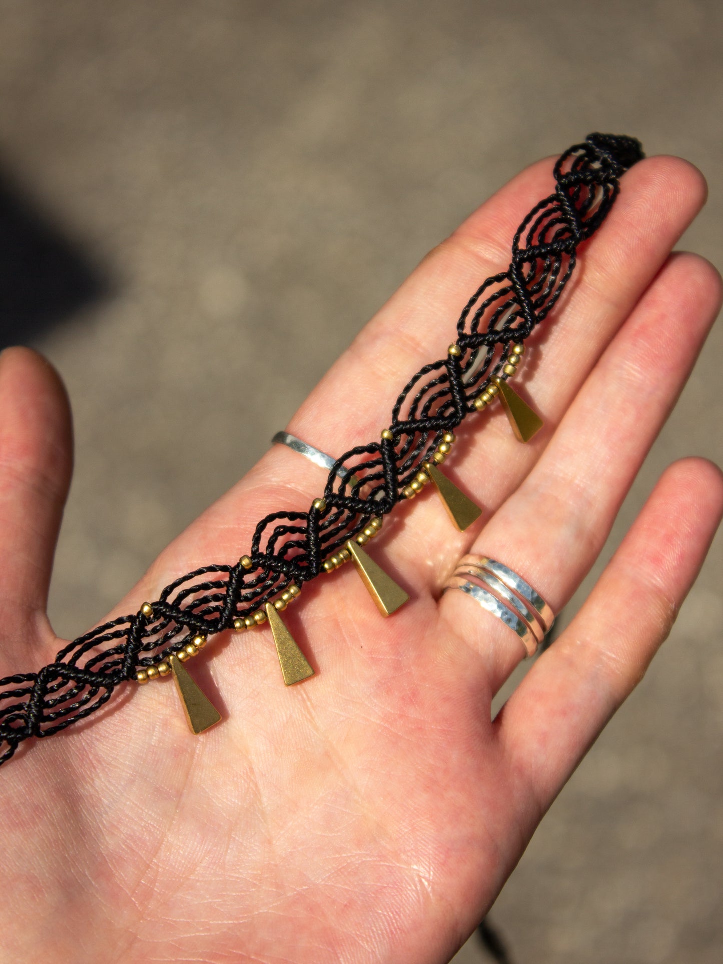 triangle macrame choker necklace