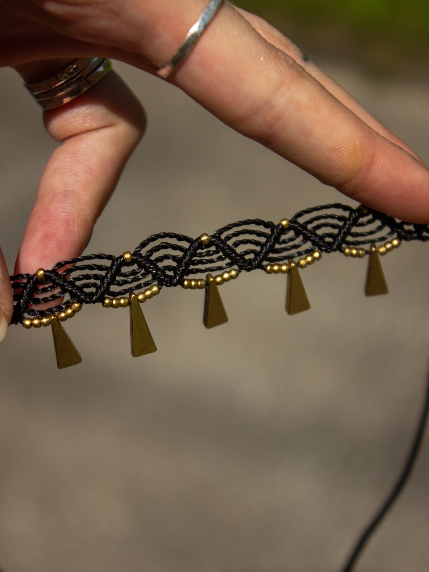 triangle macrame choker necklace