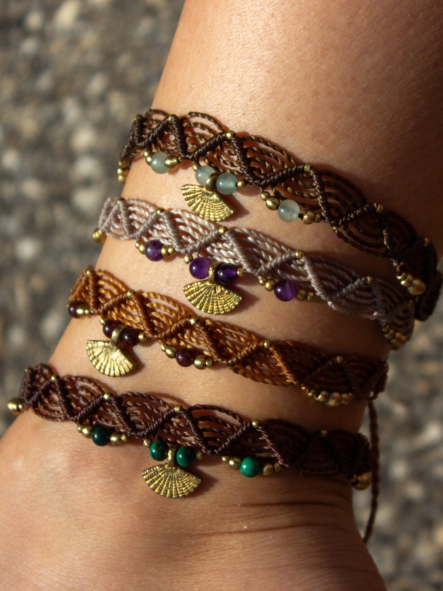 crystal macrame anklet