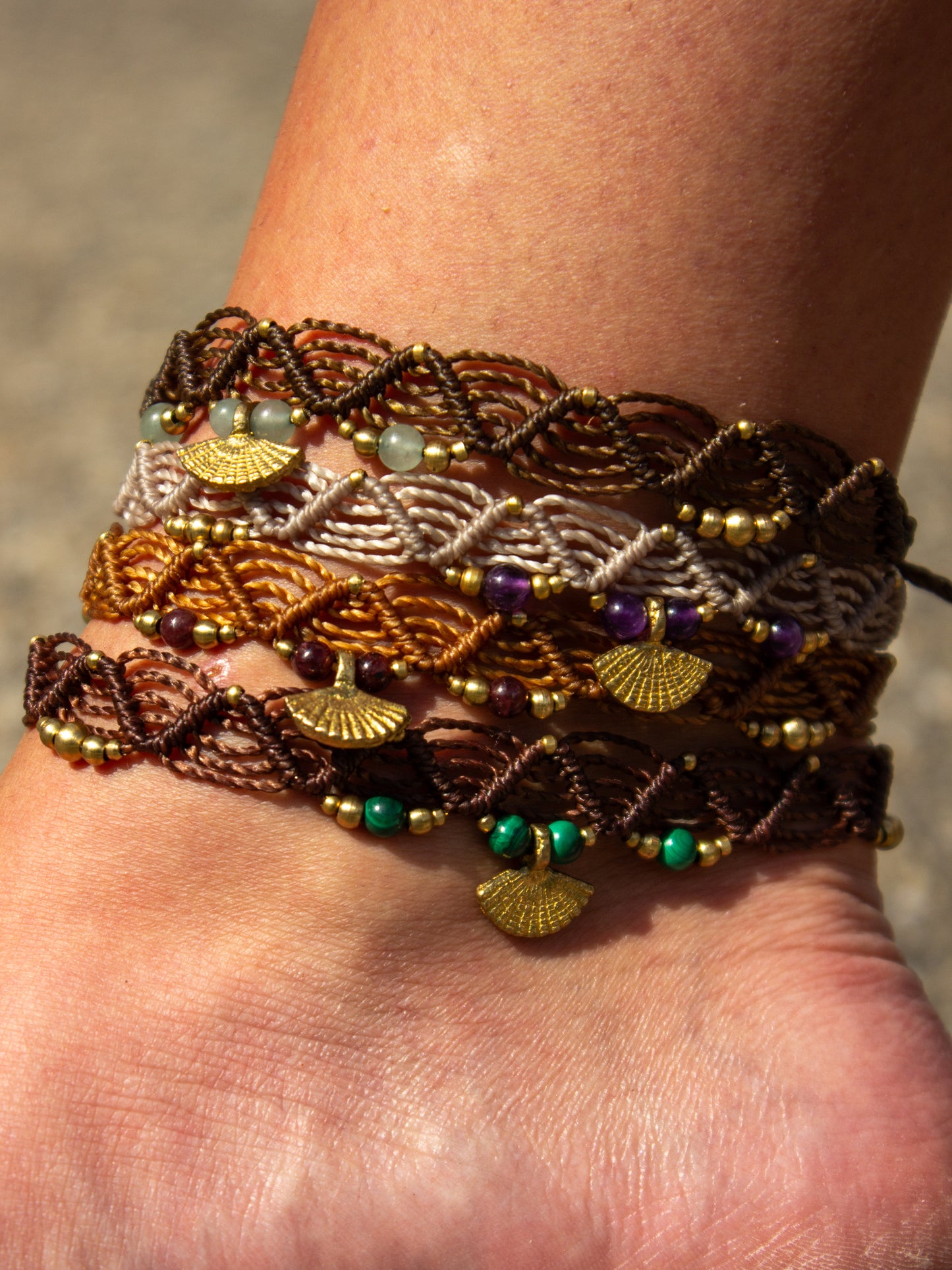 crystal macrame anklet