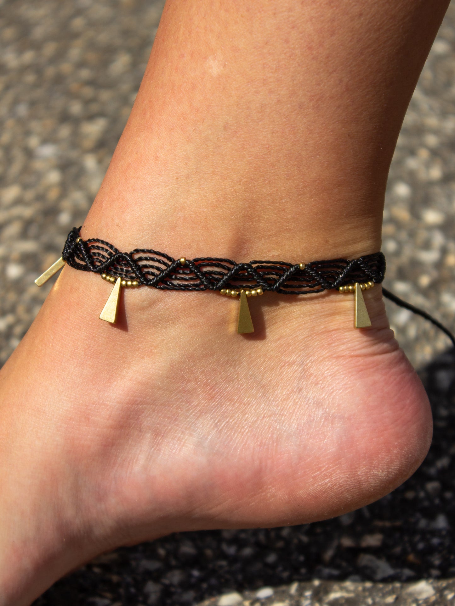 triangle macrame anklet