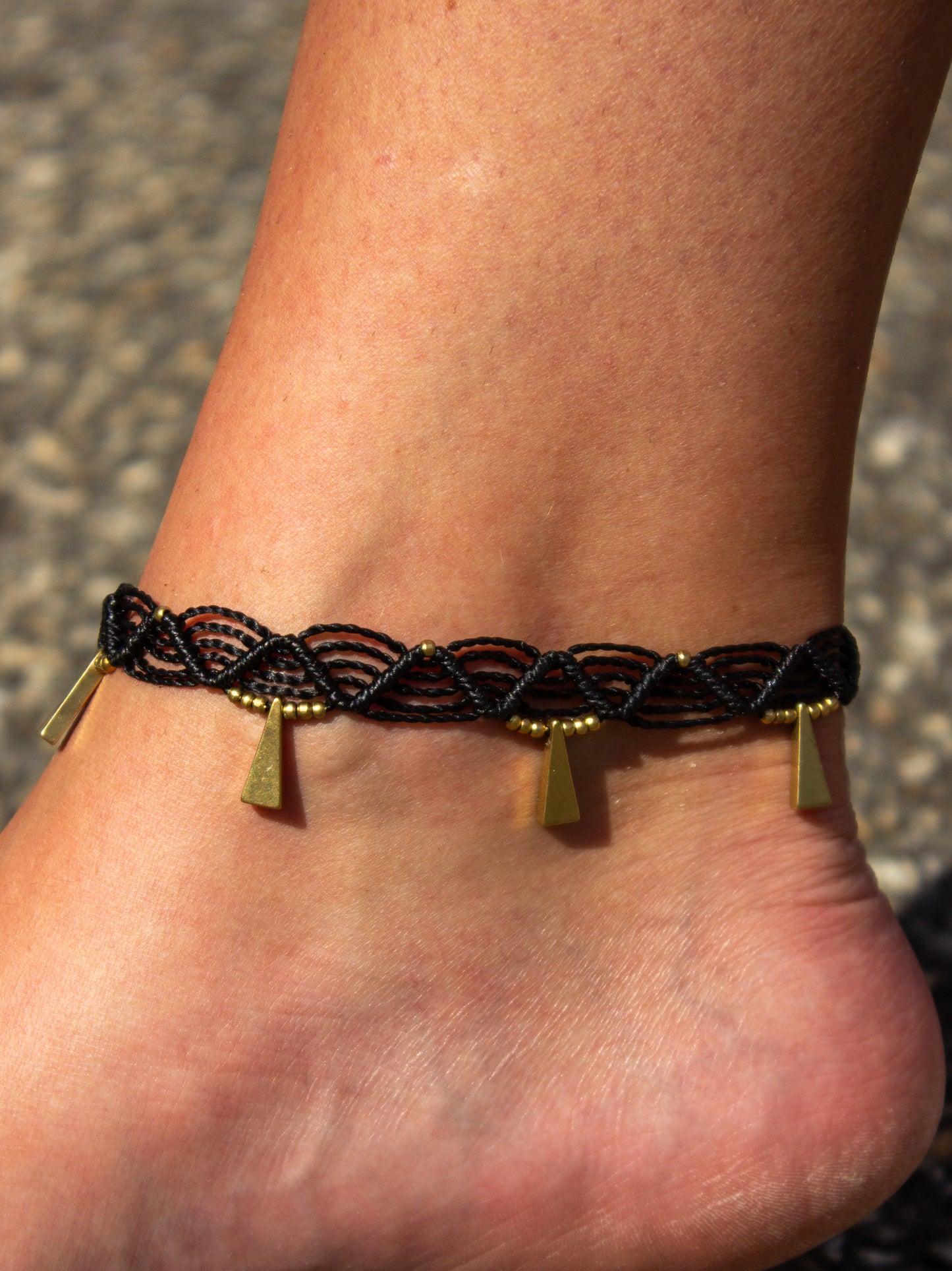 triangle macrame anklet