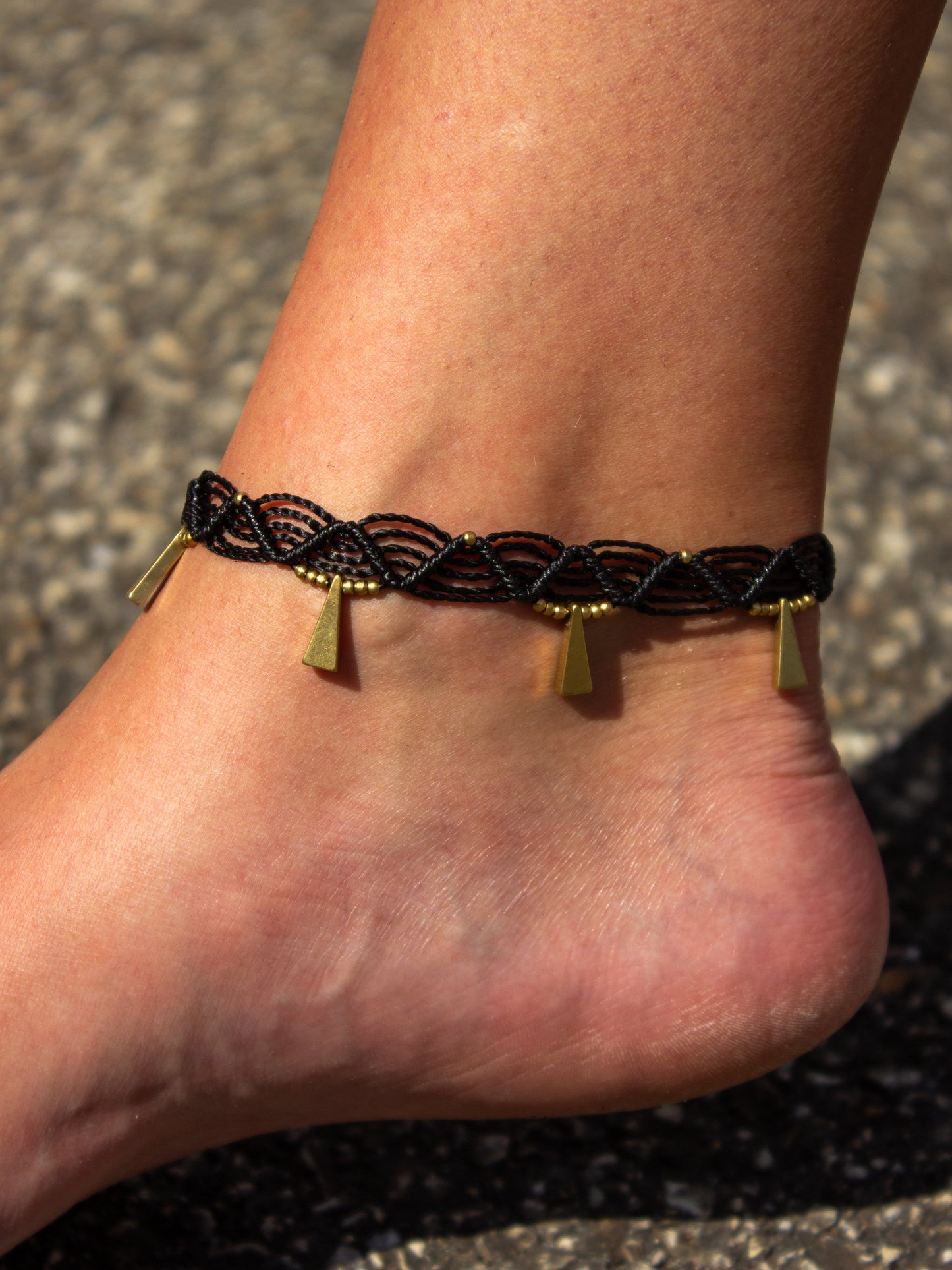 triangle macrame anklet